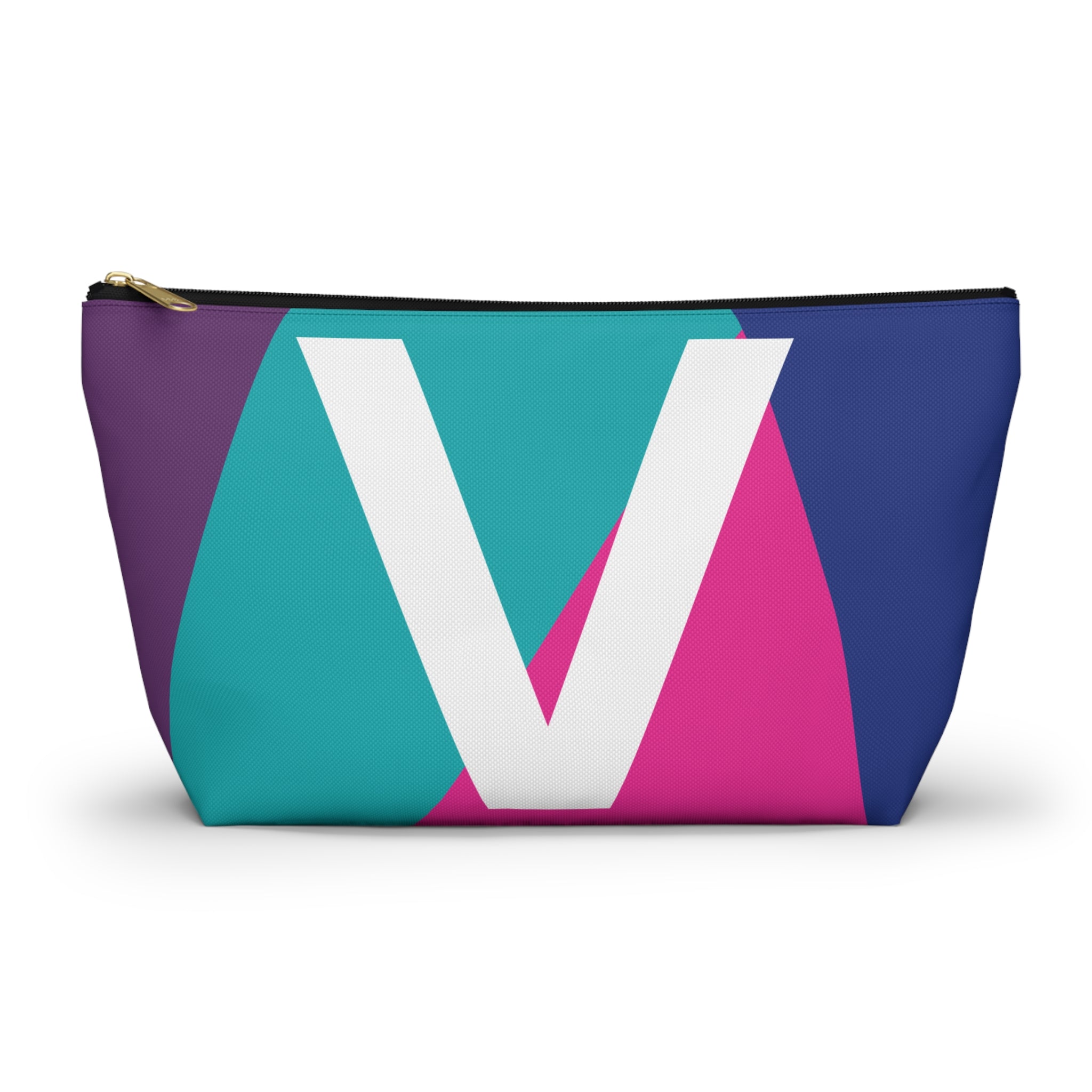Initials Colorblock Accessory Pouch — Monogram V T-Bottom Cosmetic Bag