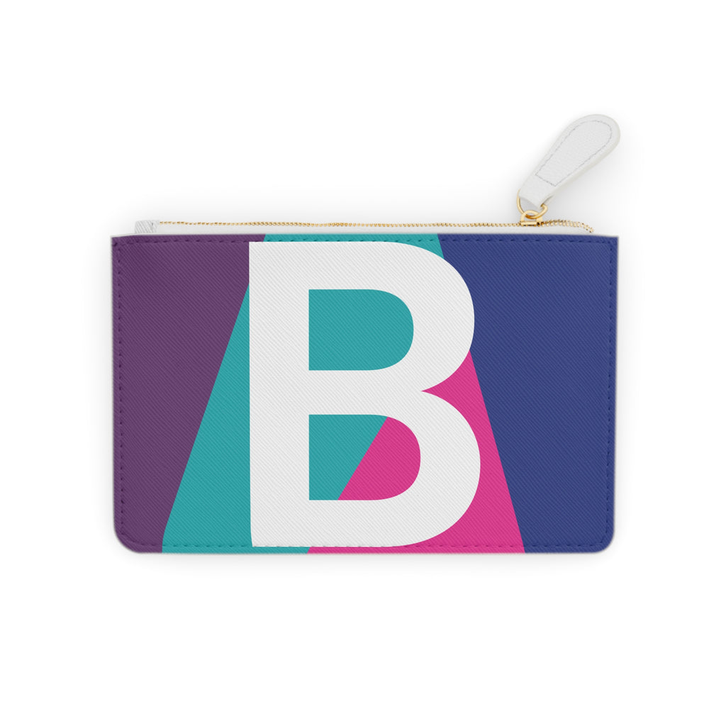 Initial B Mini Clutch — Colorblock Monogram Wristlet Wallet