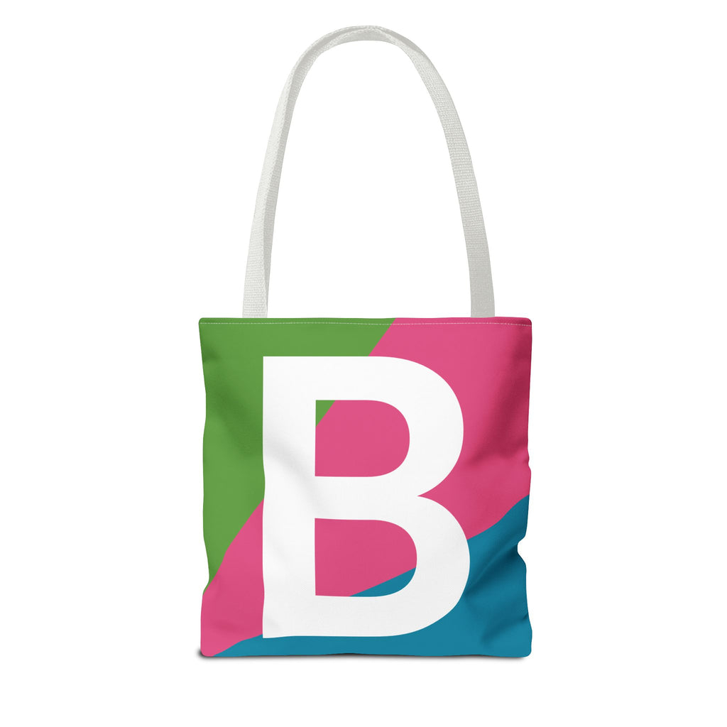 Monogram 'B' Colorblock Tote Bag — Personalized Initial B Shoulder Tote