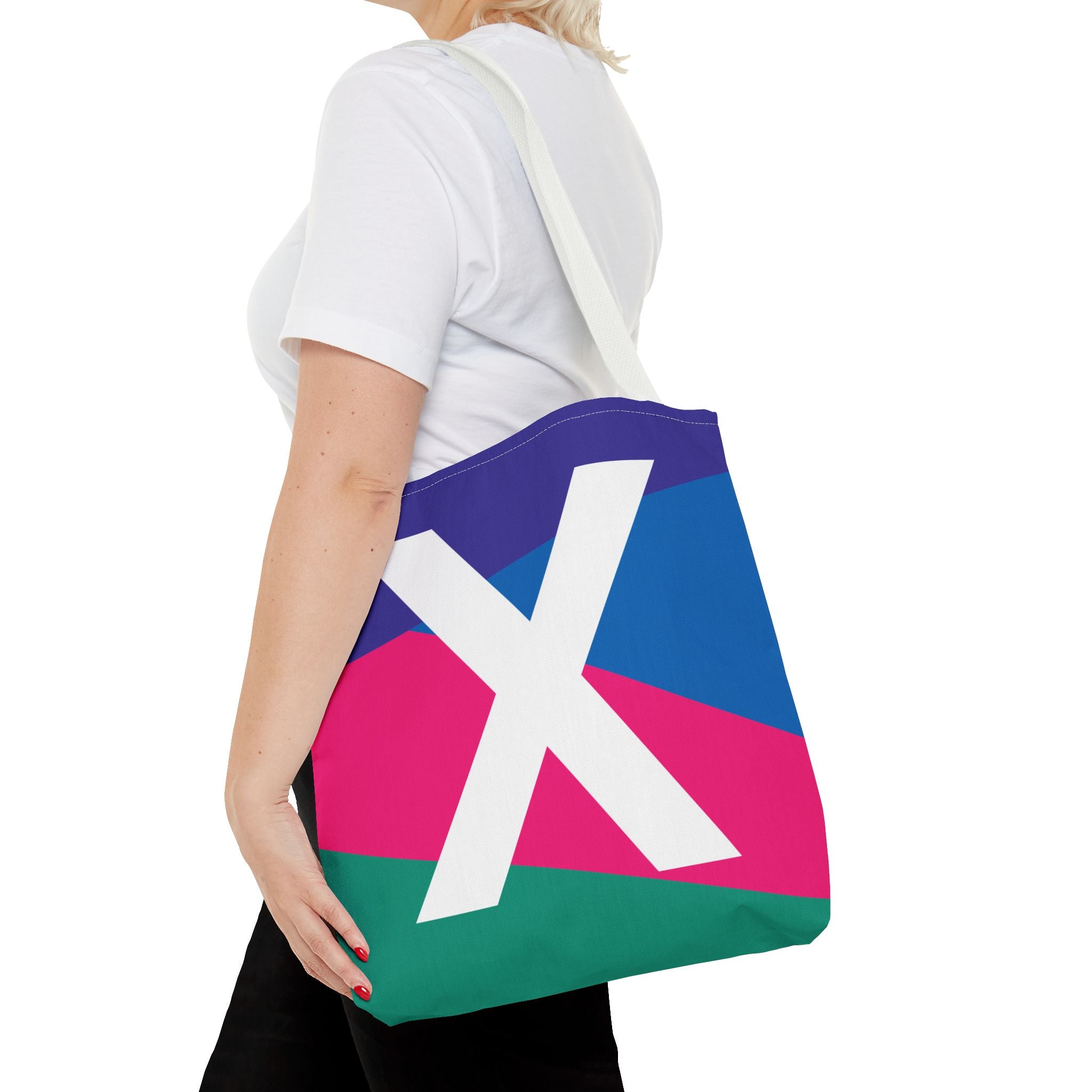 Monogram 'X' Colorblock Tote Bag — Personalized Initial X Shoulder Tote