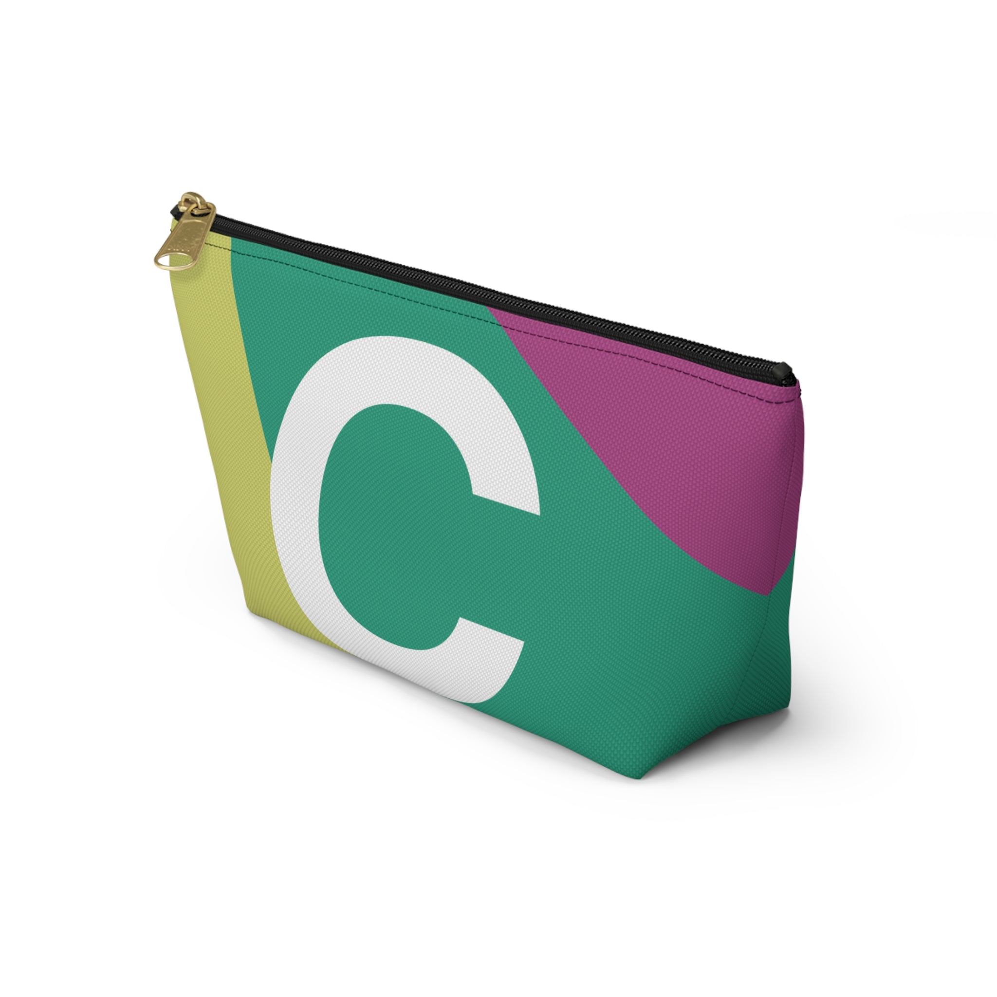 Initials Colorblock Accessory Pouch — Monogram C T-Bottom Cosmetic Bag