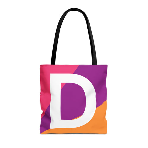 Monogram 'D' Colorblock Tote Bag — Personalized Initial D Shoulder Tote