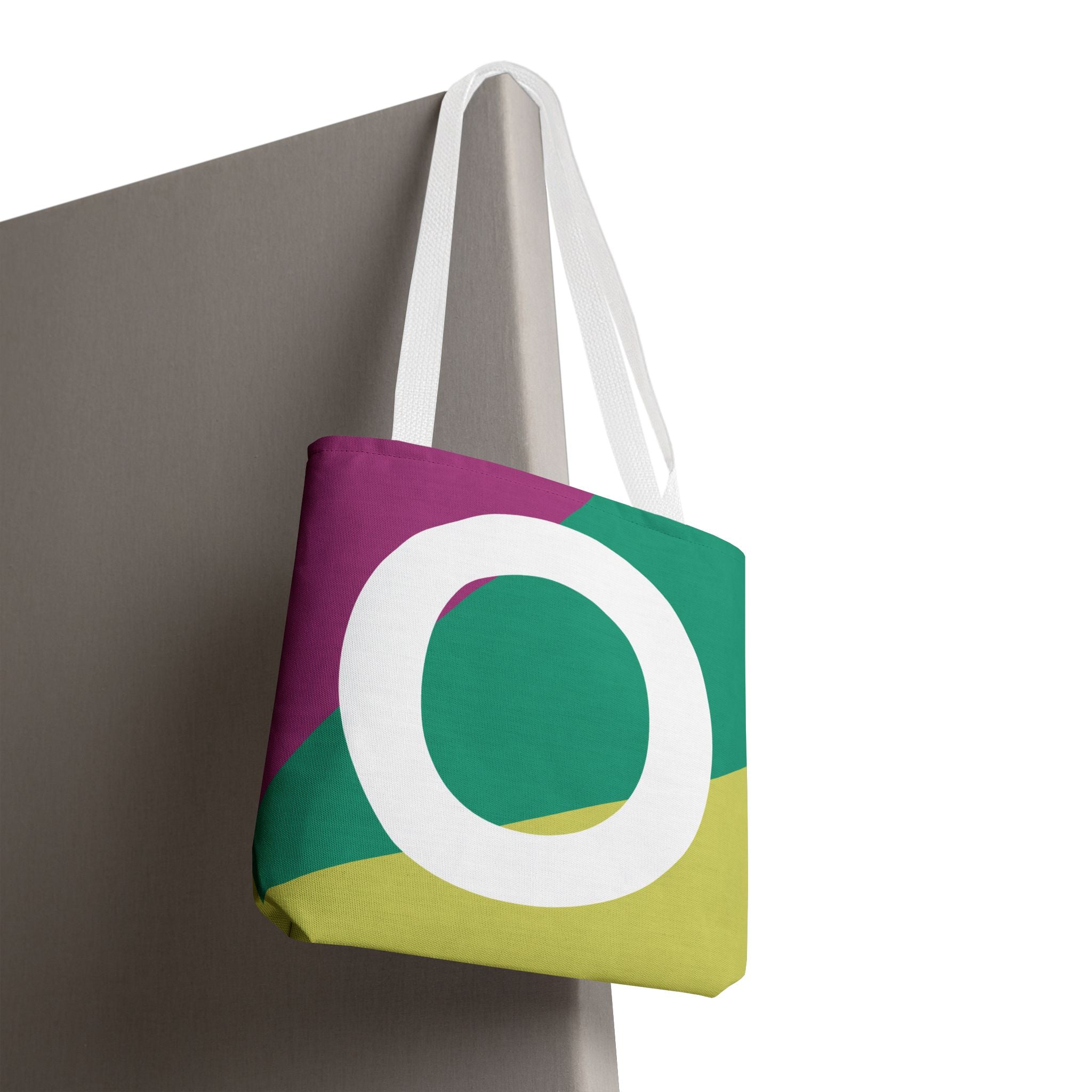 Monogram 'O' Colorblock Tote Bag — Personalized Initial O Shoulder Tote