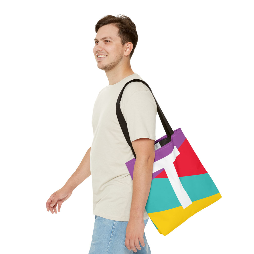 Monogram 'T' Colorblock Tote Bag — Personalized Initial T Shoulder Tote