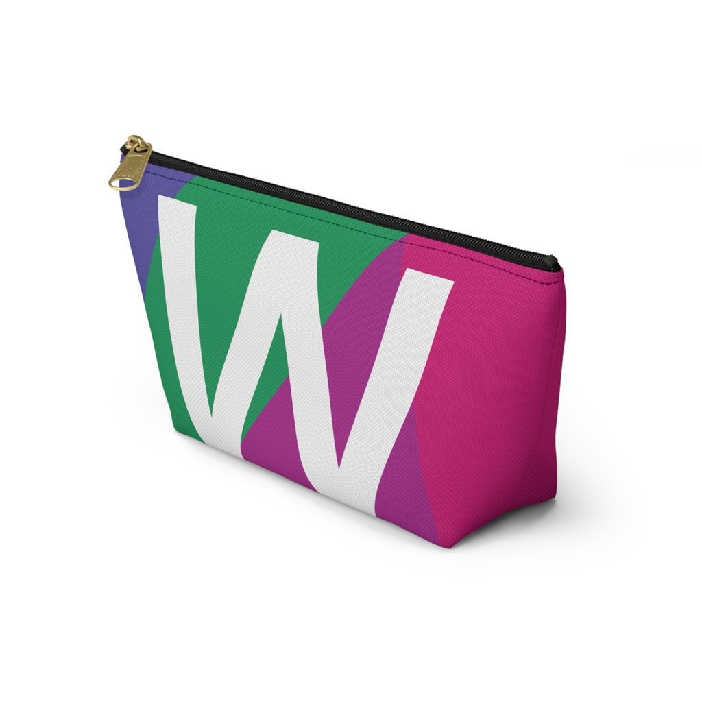 Initials Colorblock Accessory Pouch — Monogram W T-Bottom Cosmetic Bag