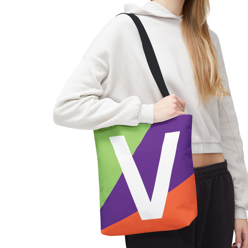 Monogram 'V' Colorblock Tote Bag — Personalized Initial V Shoulder Tote