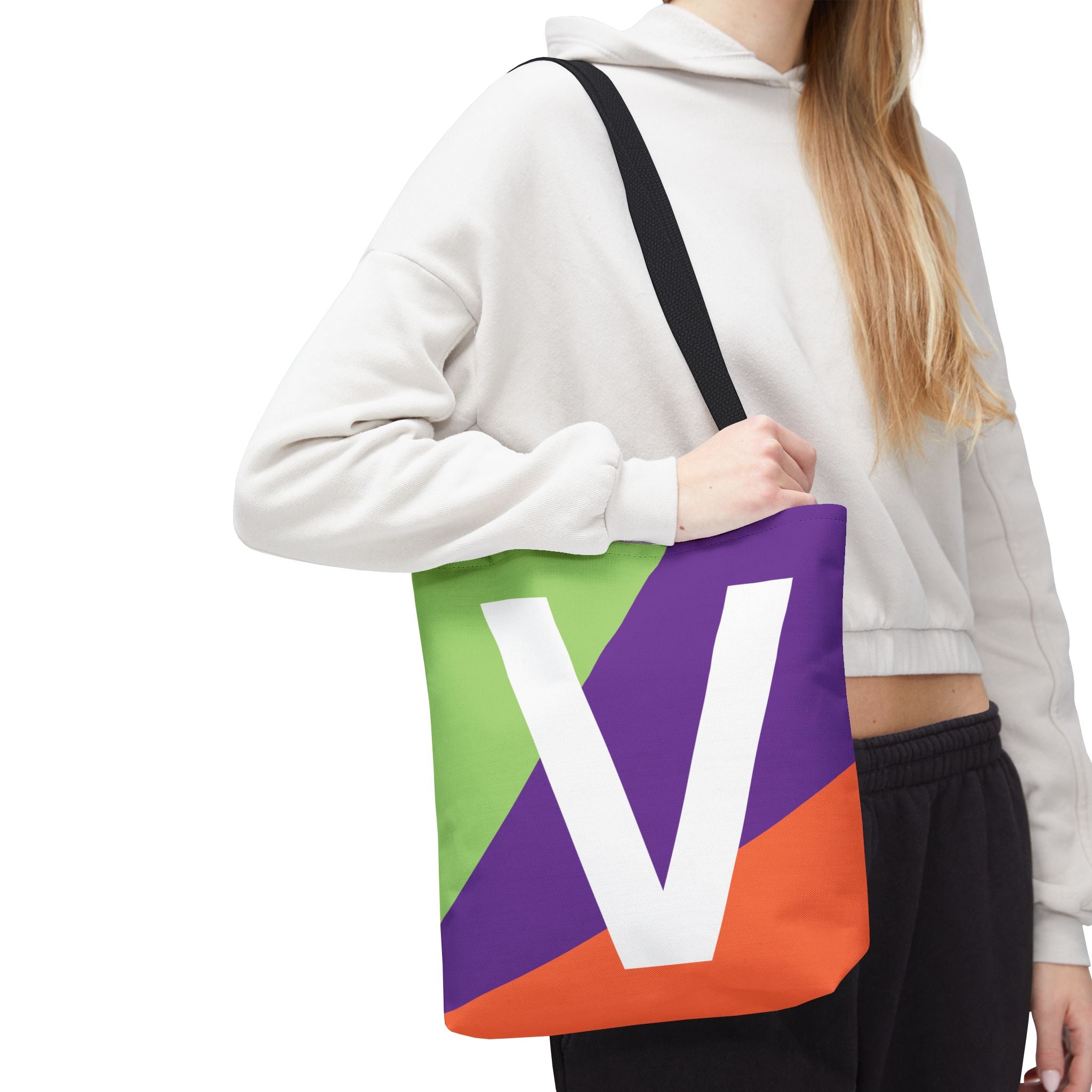 Monogram 'V' Colorblock Tote Bag — Personalized Initial V Shoulder Tote