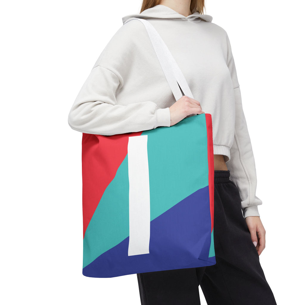 Monogram 'I' Colorblock Tote Bag — Personalized Initial I Shoulder Tote