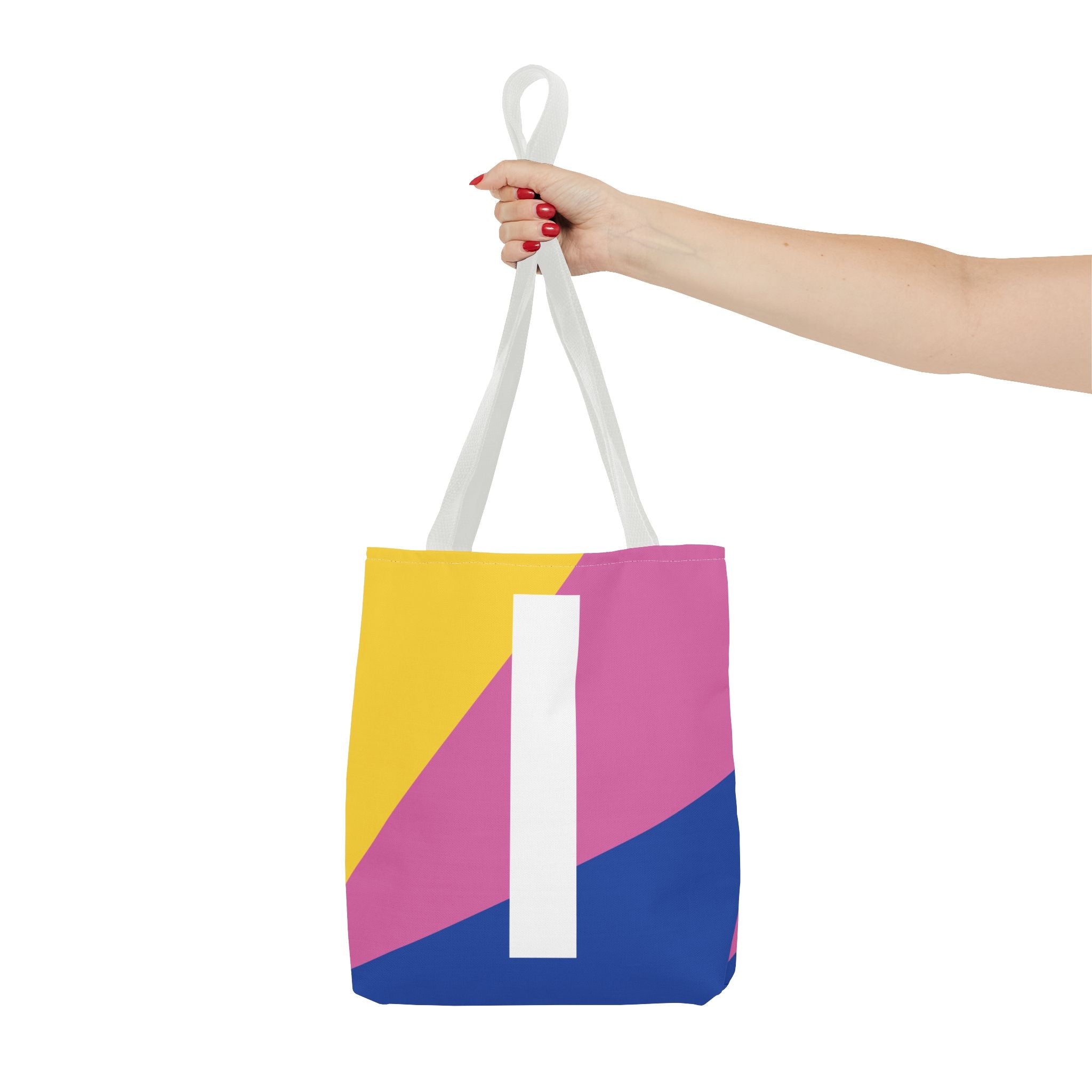 Monogram 'I' Colorblock Tote Bag — Personalized Initial I Shoulder Tote