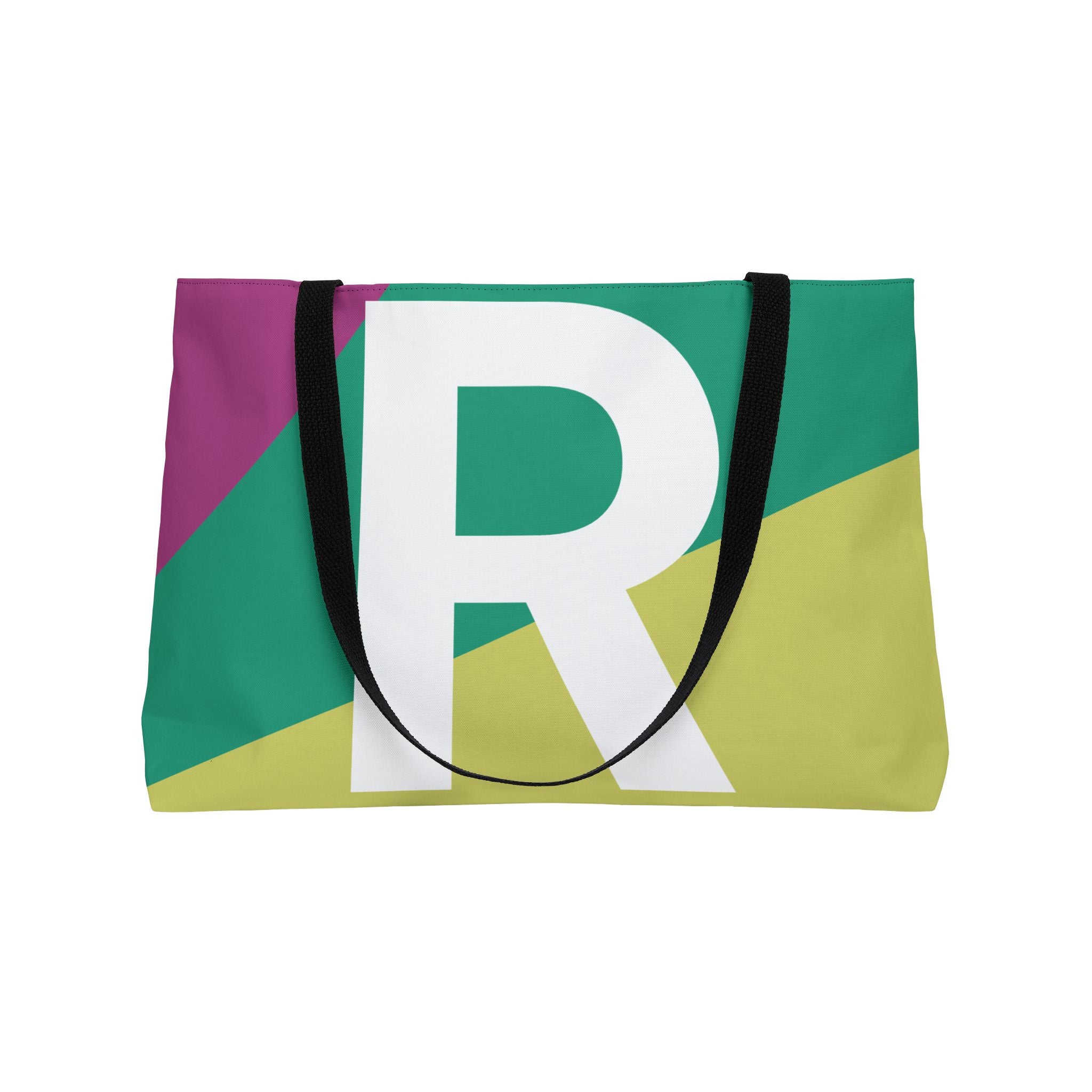 Personalized 'R' Colorblock Tote Bag — Monogram Weekender Tote
