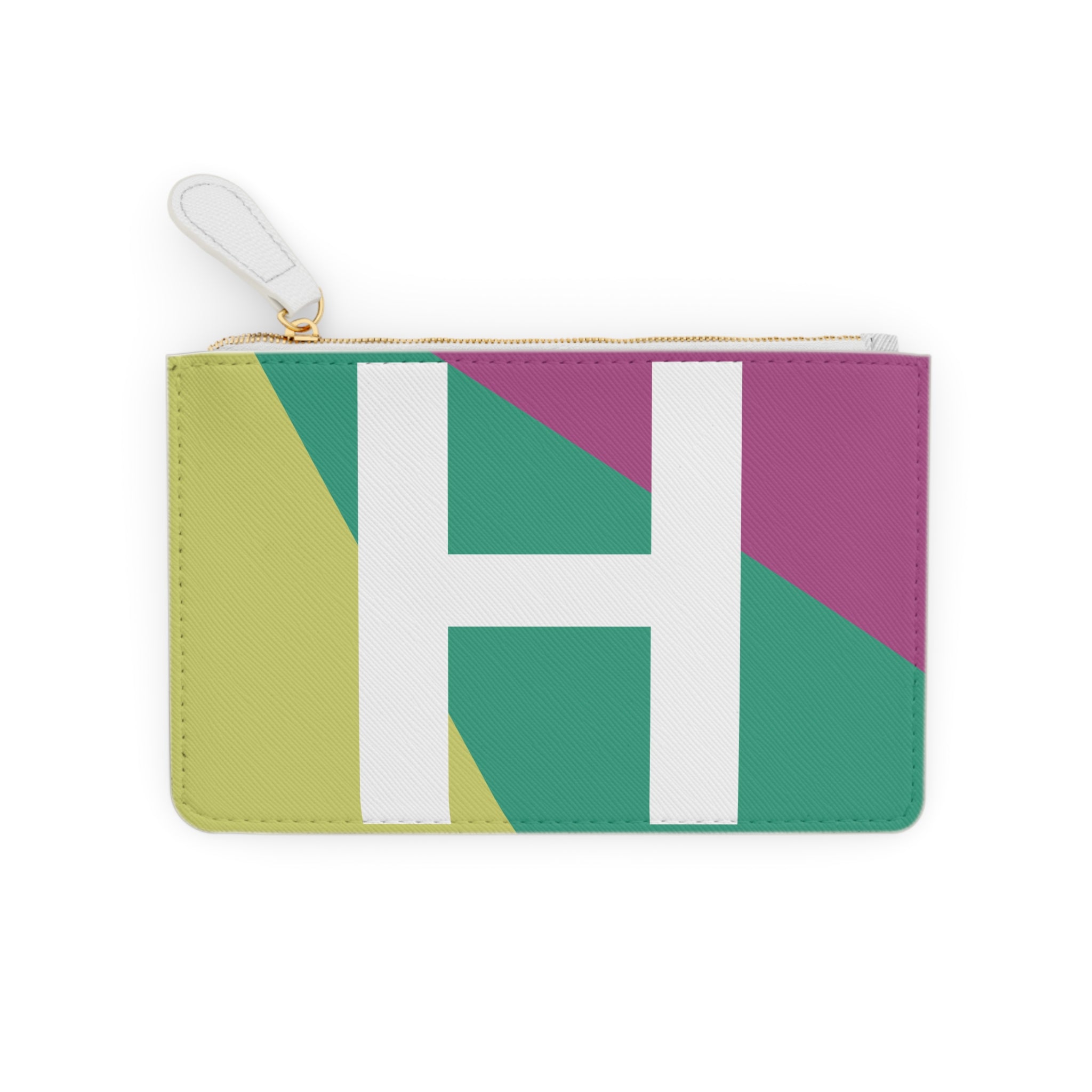 Initial H Mini Clutch — Colorblock Monogram Wristlet Wallet