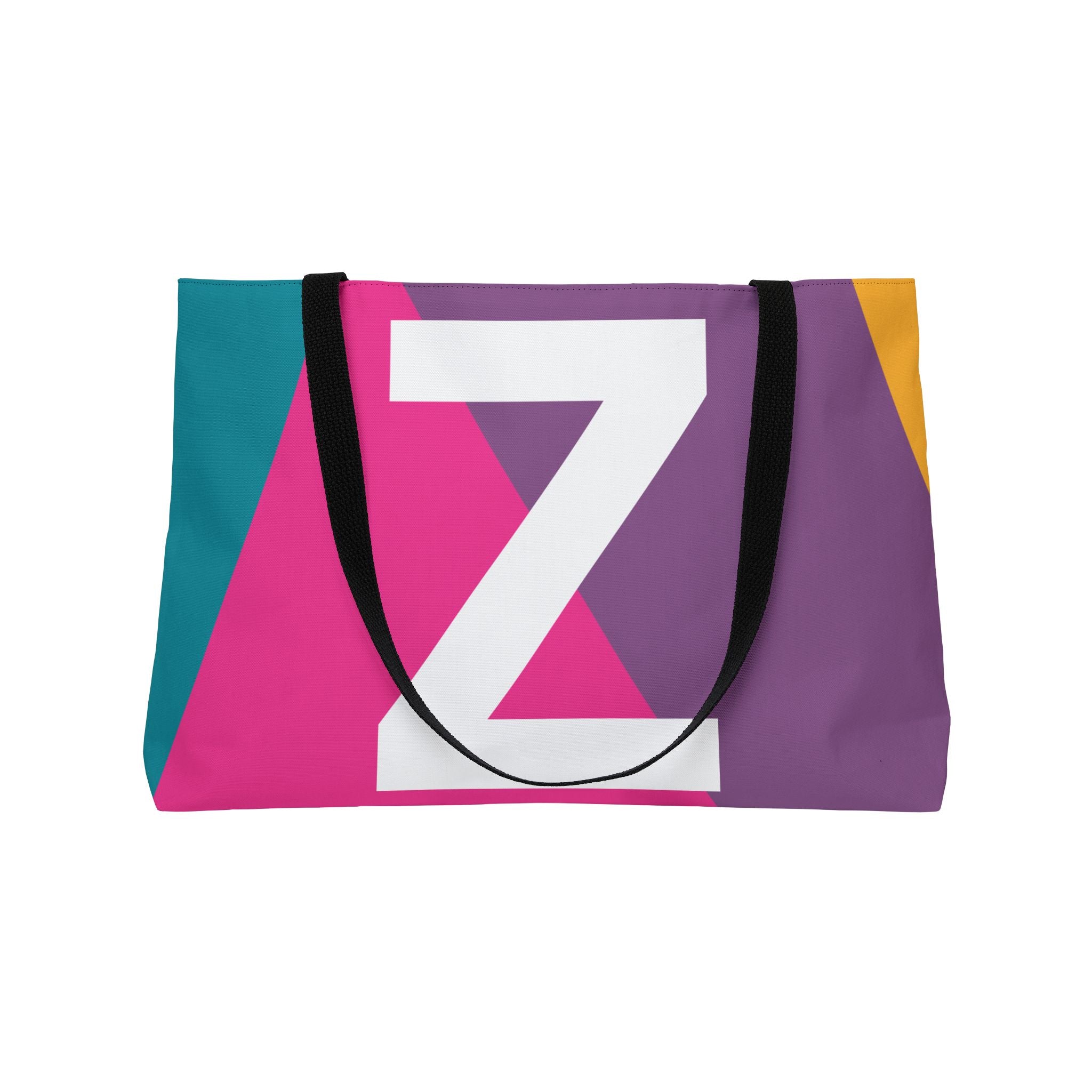 Personalized 'Z' Colorblock Tote Bag — Monogram Weekender Tote