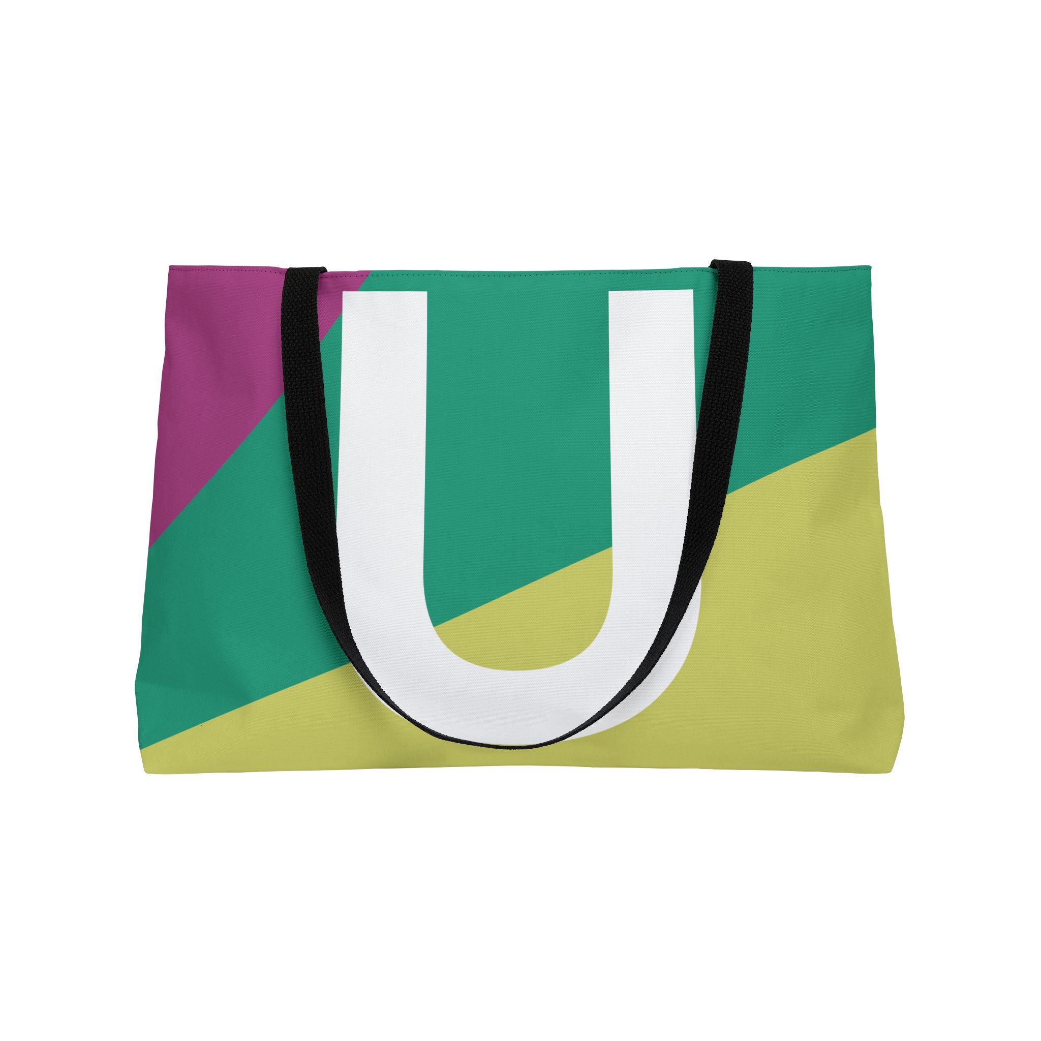 Personalized 'U' Colorblock Tote Bag — Monogram Weekender Tote
