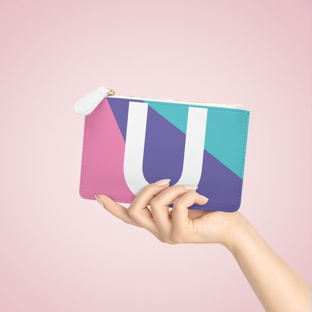 Initial U Mini Clutch — Colorblock Monogram Wristlet Wallet