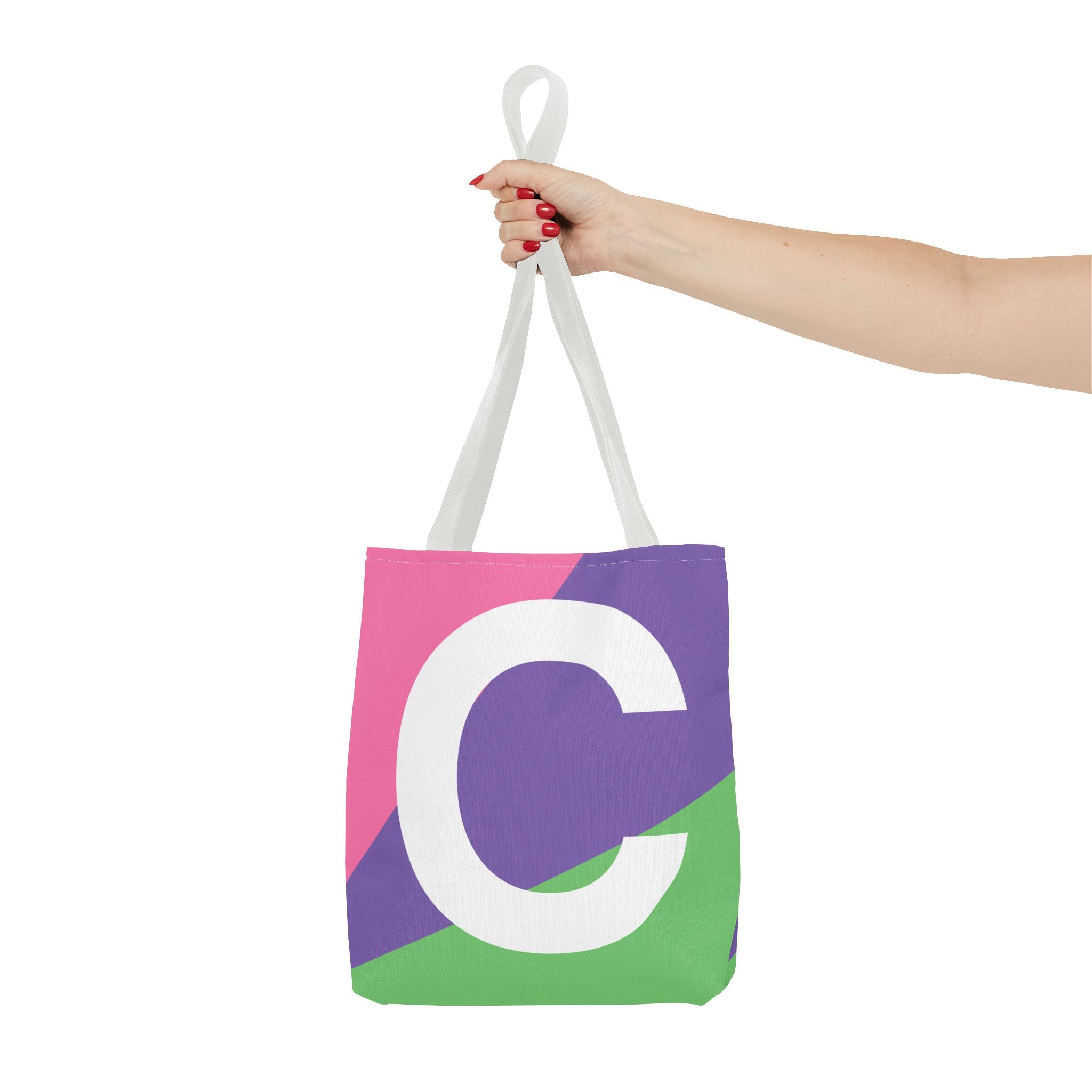 Monogram 'C' Colorblock Tote Bag — Personalized Initial C Shoulder Tote