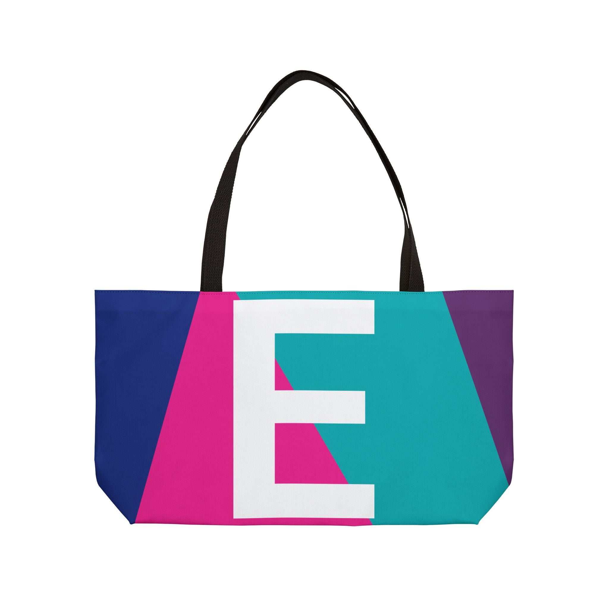 Personalized 'E' Colorblock Tote Bag — Monogram Weekender Tote