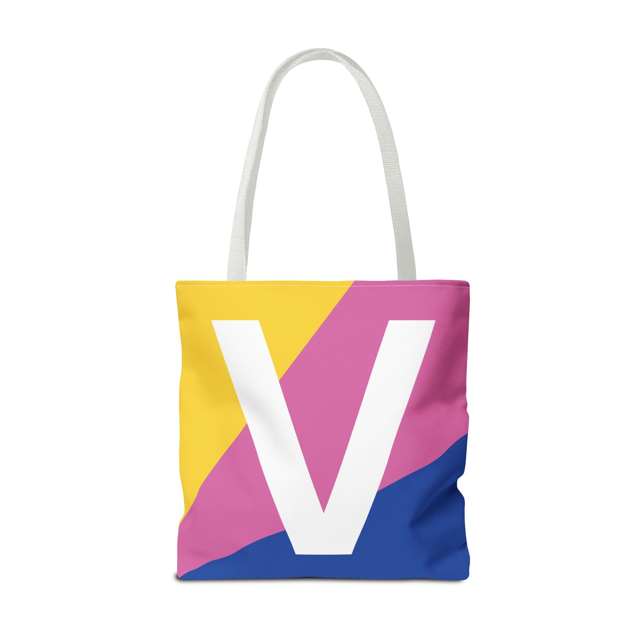 Monogram 'V' Colorblock Tote Bag — Personalized Initial V Shoulder Tote