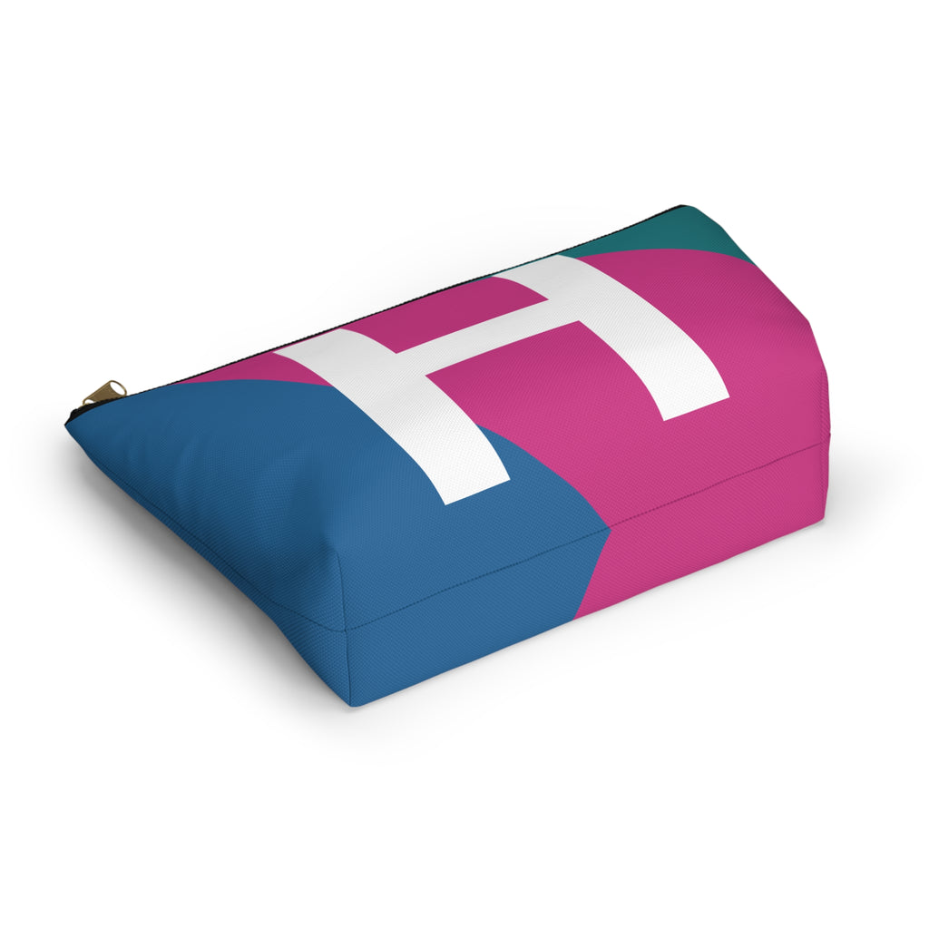 Initials Colorblock Accessory Pouch — Monogram H T-Bottom Cosmetic Bag
