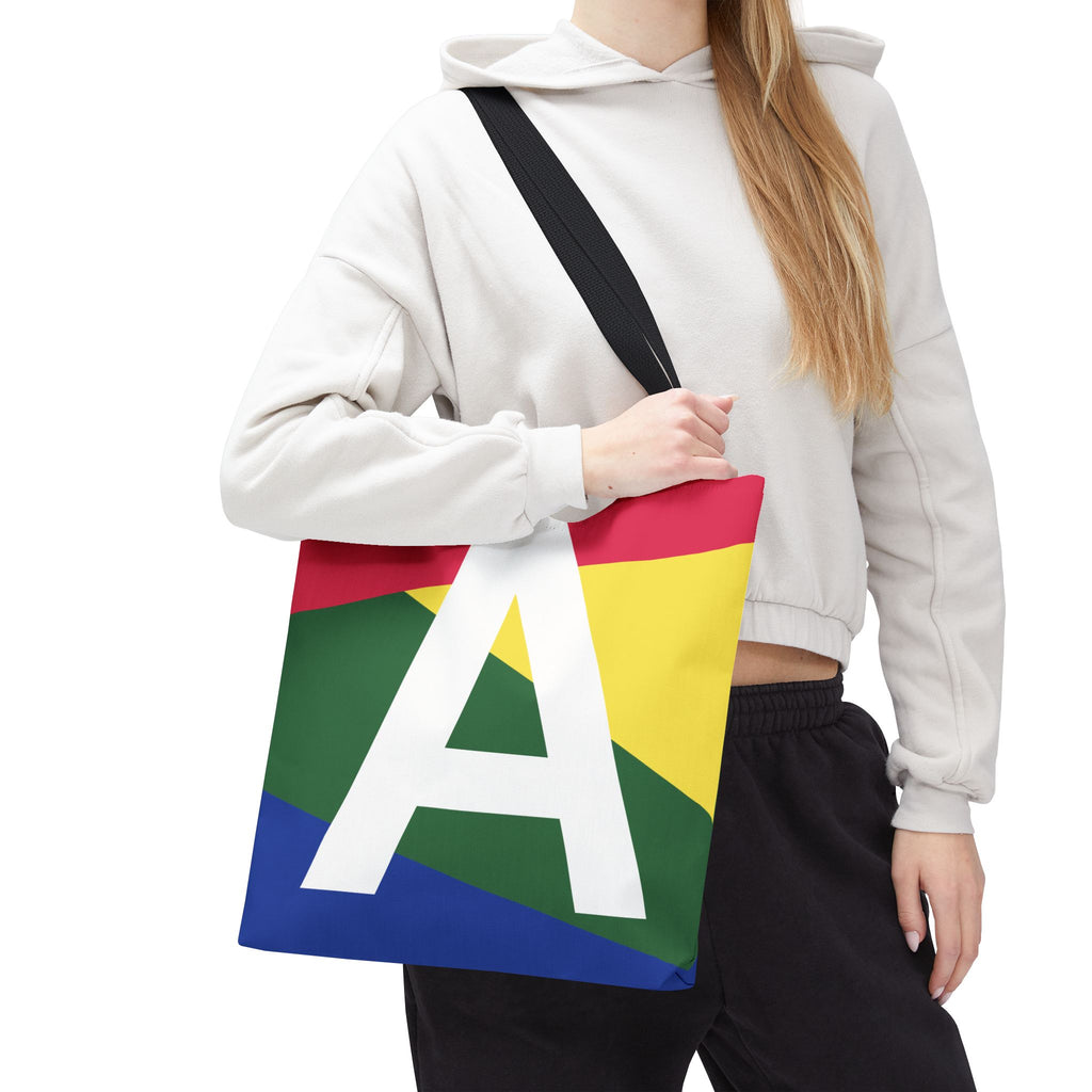 Monogram 'A' Colorblock Tote Bag — Personalized Initial A Shoulder Tote