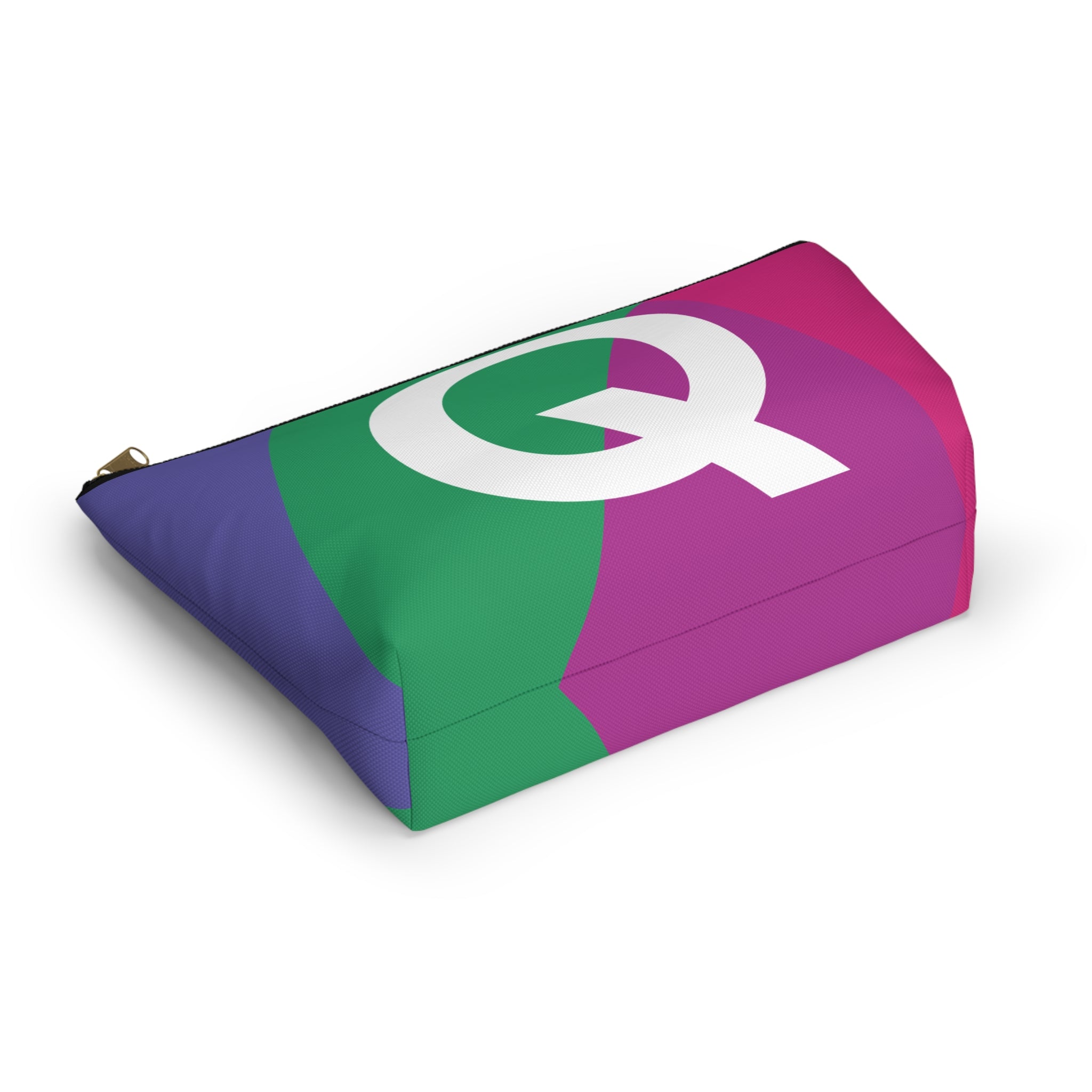Initials Colorblock Accessory Pouch — Monogram Q T-Bottom Cosmetic Bag