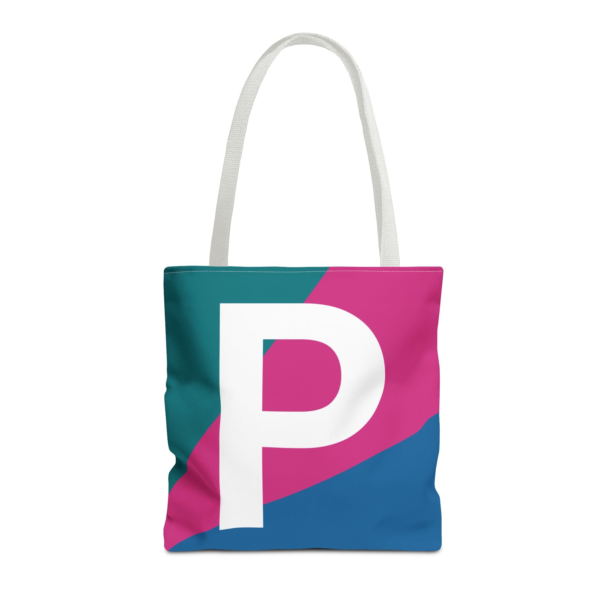 Monogram 'P' Colorblock Tote Bag — Personalized Initial P Shoulder Tote