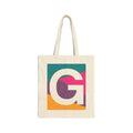 Initial G Colorblock Canvas Tote Bag — Monogram Letter G Reusable Grocery Tote