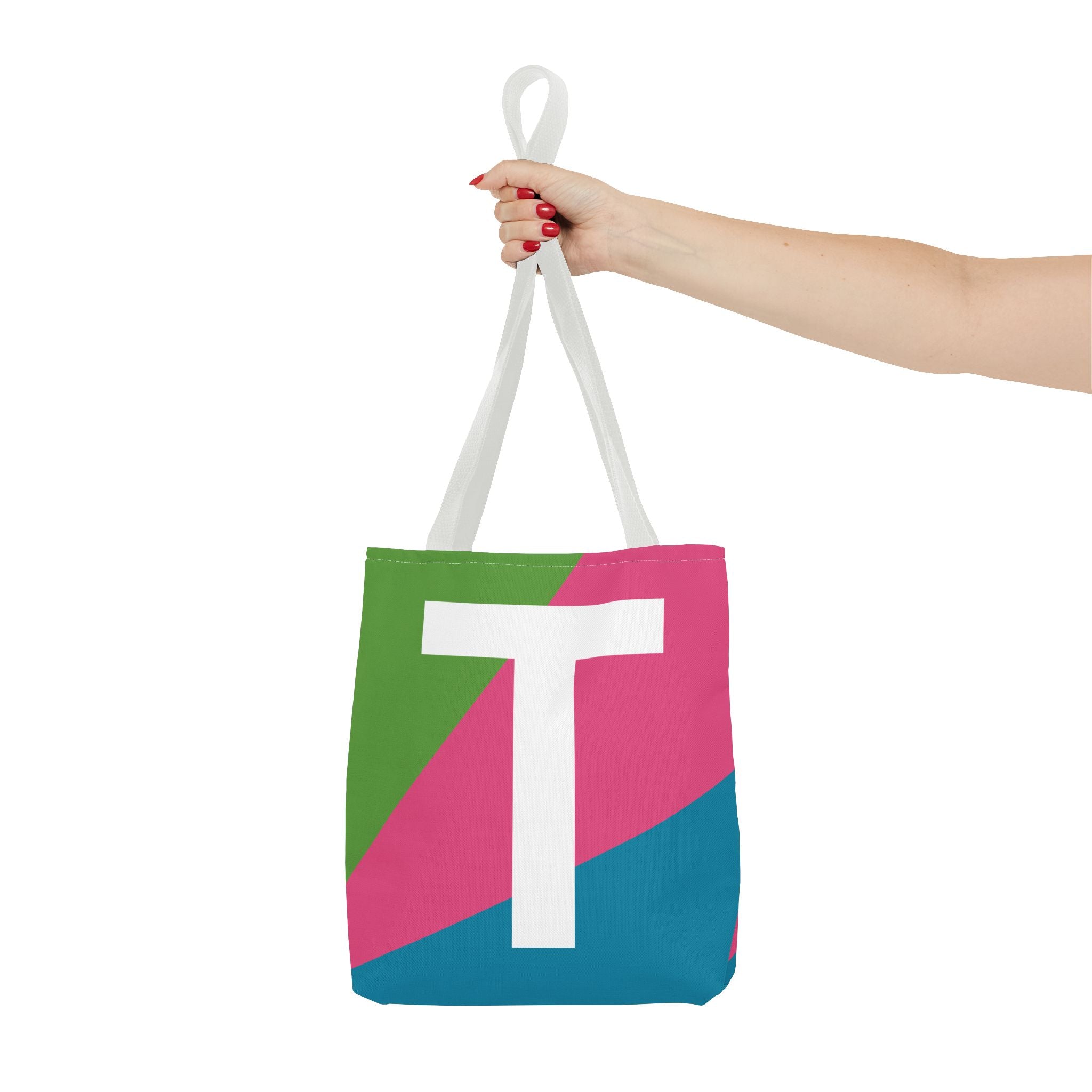 Monogram 'T' Colorblock Tote Bag — Personalized Initial T Shoulder Tote