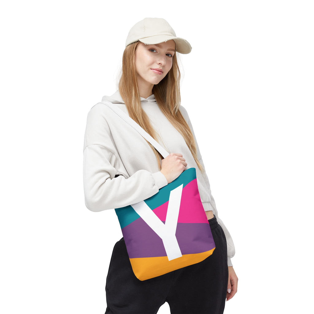 Monogram 'Y' Colorblock Tote Bag — Personalized Initial Y Shoulder Tote