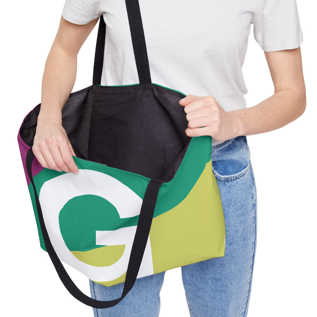 Personalized 'G' Colorblock Tote Bag — Monogram Weekender Tote