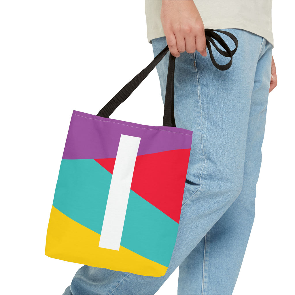 Monogram 'I' Colorblock Tote Bag — Personalized Initial I Shoulder Tote
