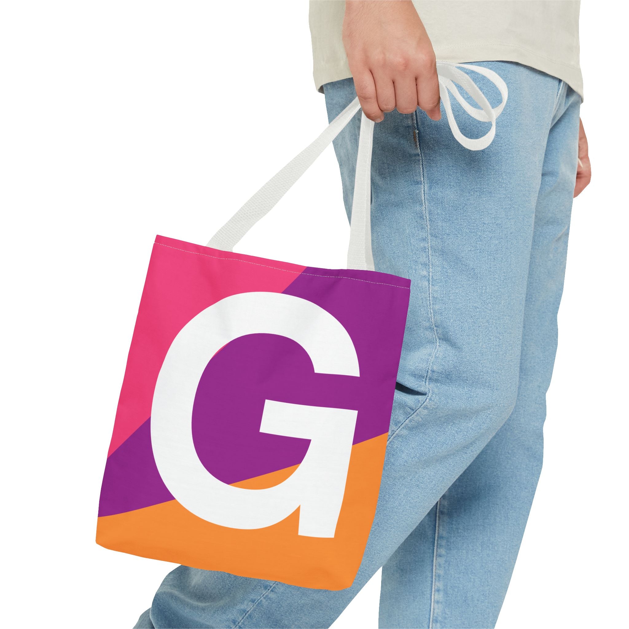Monogram 'G' Colorblock Tote Bag — Personalized Initial G Shoulder Tote