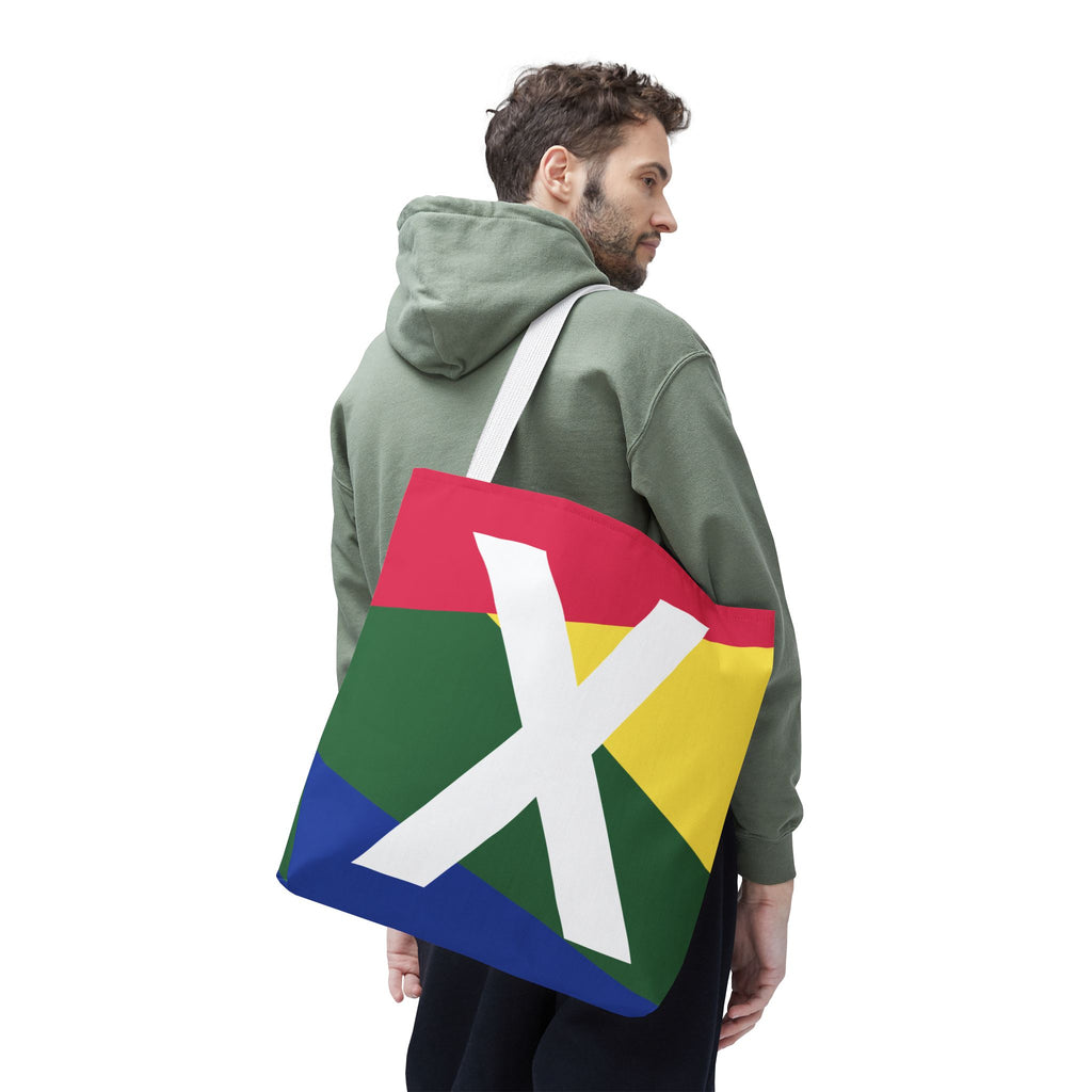 Monogram 'X' Colorblock Tote Bag — Personalized Initial X Shoulder Tote