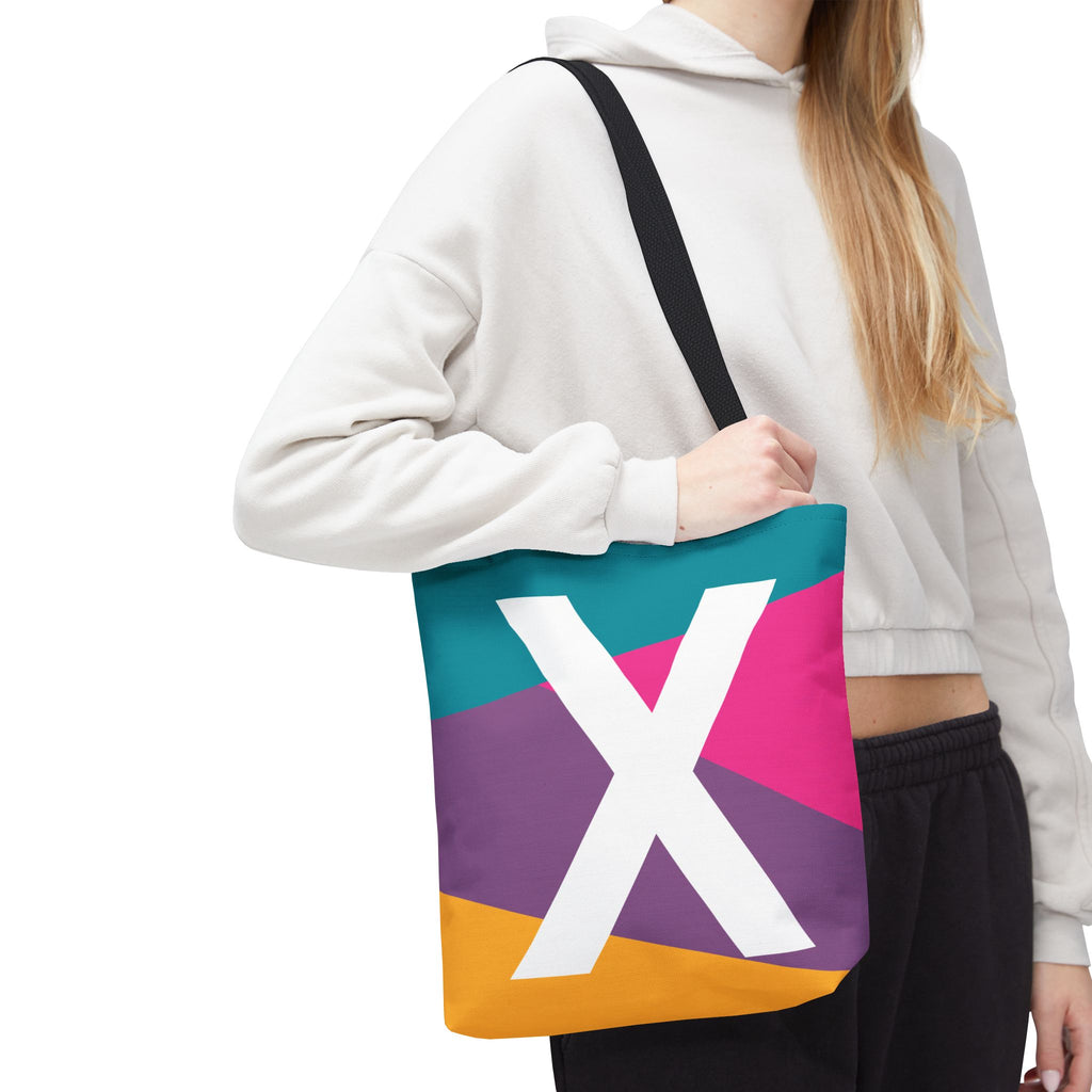 Monogram 'X' Colorblock Tote Bag — Personalized Initial X Shoulder Tote