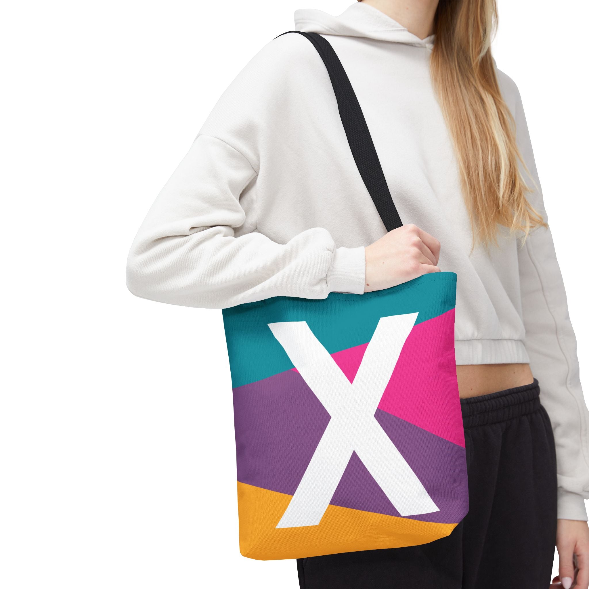 Monogram 'X' Colorblock Tote Bag — Personalized Initial X Shoulder Tote