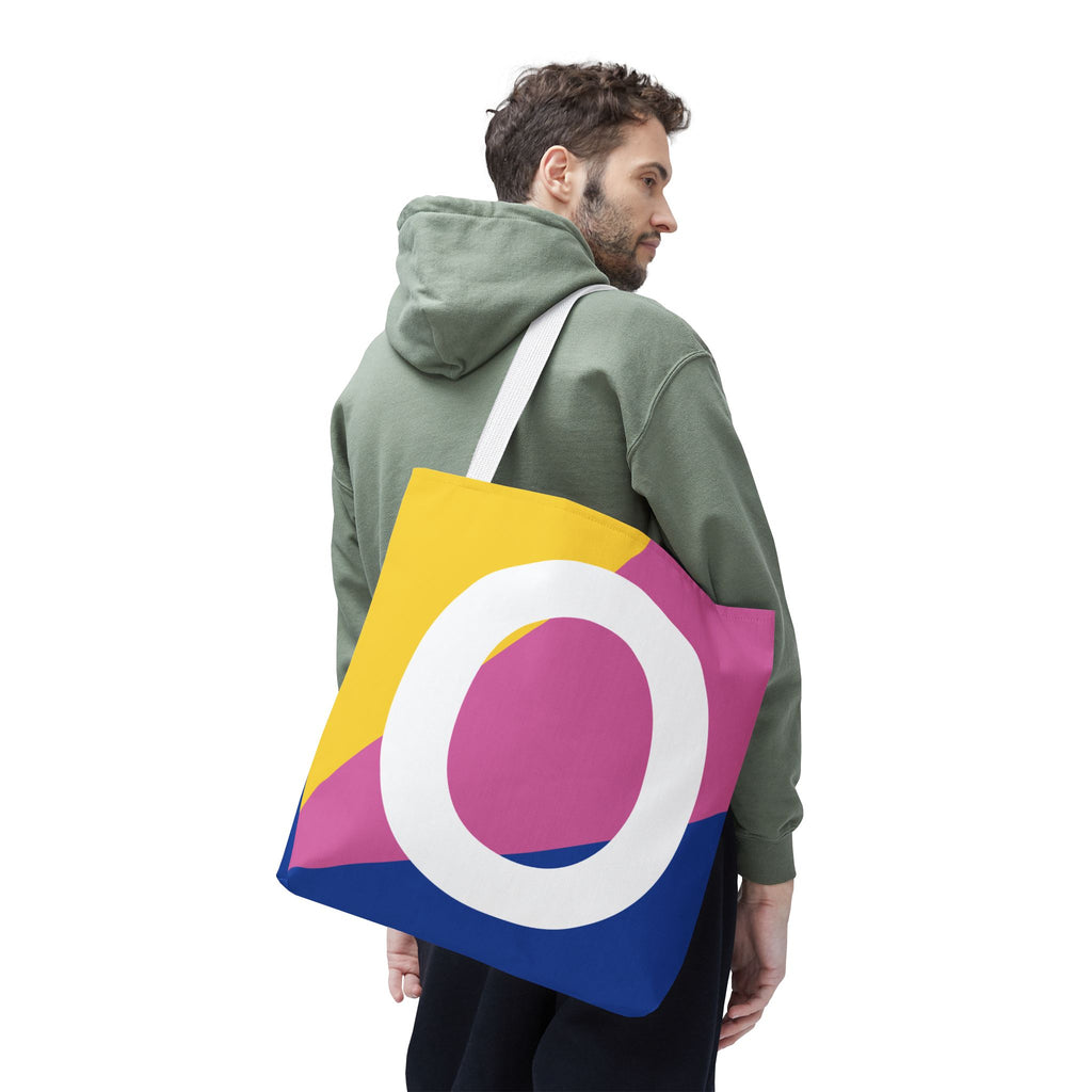 Monogram 'O' Colorblock Tote Bag — Personalized Initial O Shoulder Tote