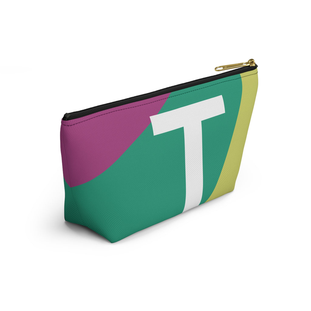Initials Colorblock Accessory Pouch — Monogram T T-Bottom Cosmetic Bag