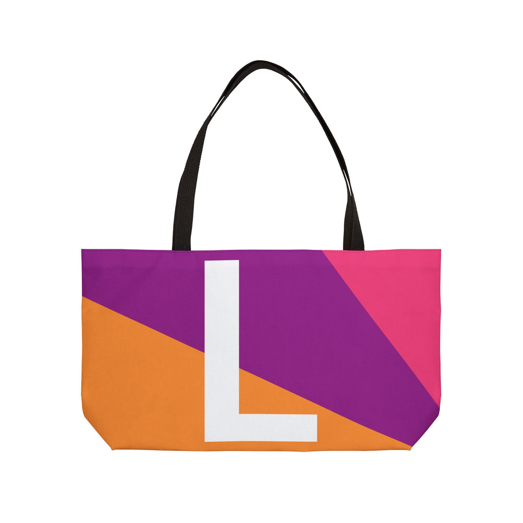 Personalized 'L' Colorblock Tote Bag — Monogram Weekender Tote