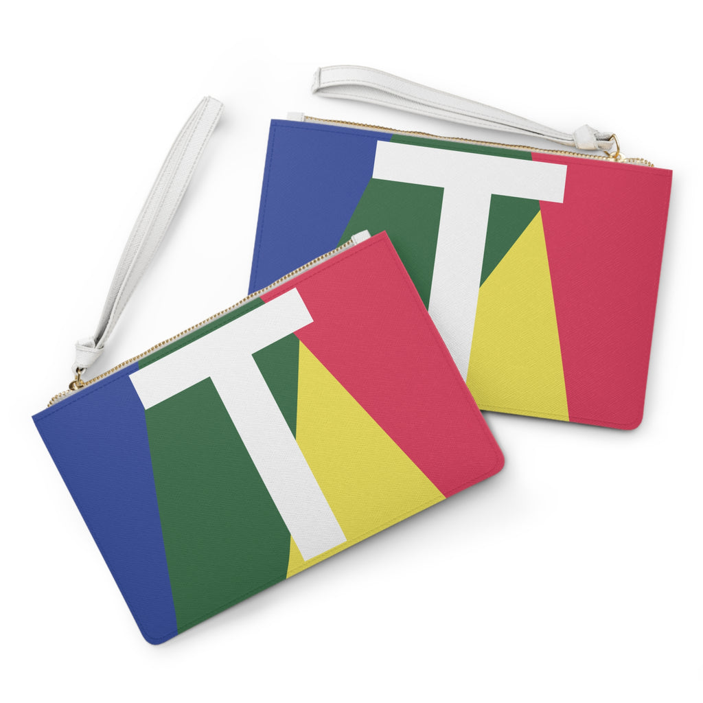 Monogram 'T' Colorblock Clutch Bag — Bold Geometric Wristlet for Everyday & Gifts