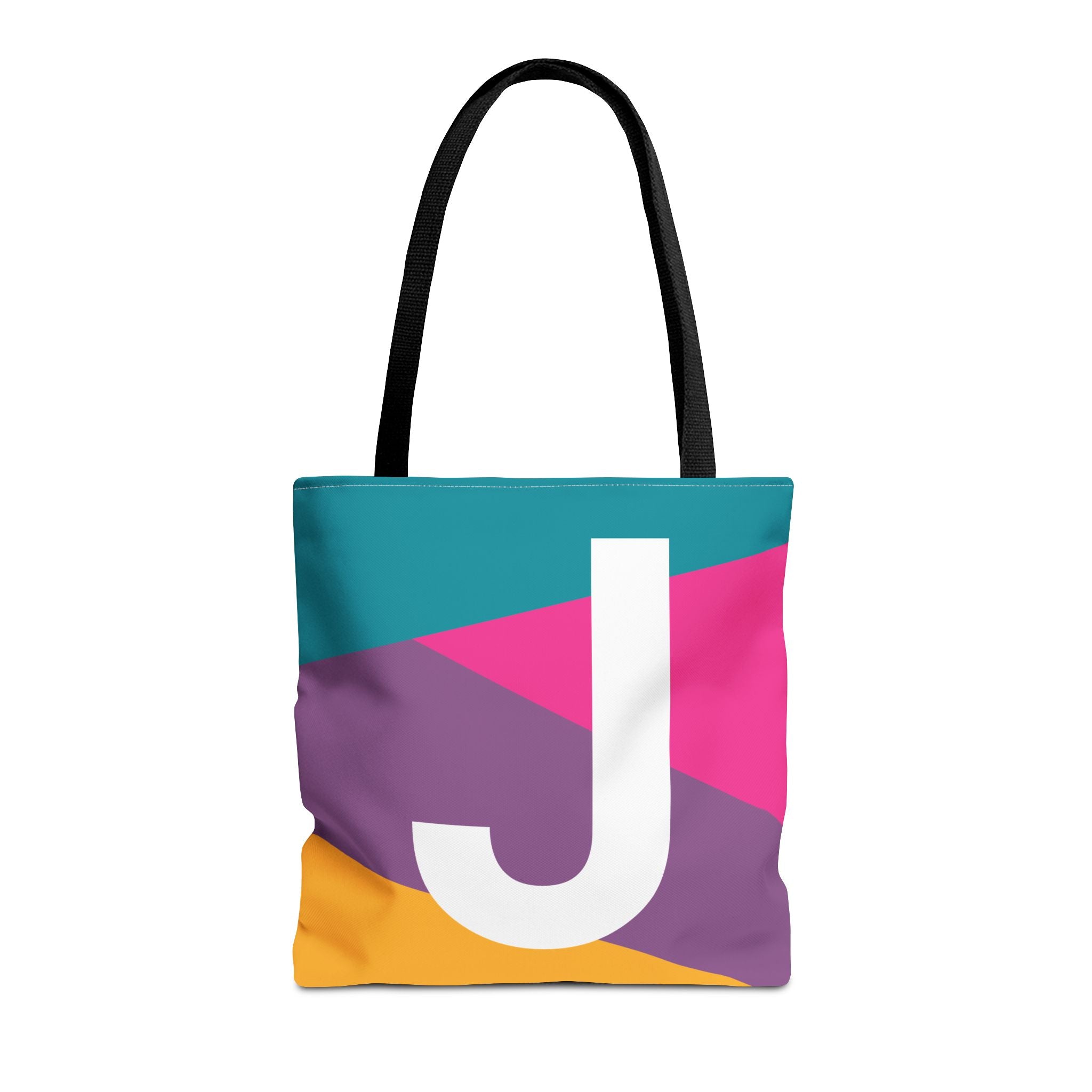 Monogram 'J' Colorblock Tote Bag — Personalized Initial J Shoulder Tote