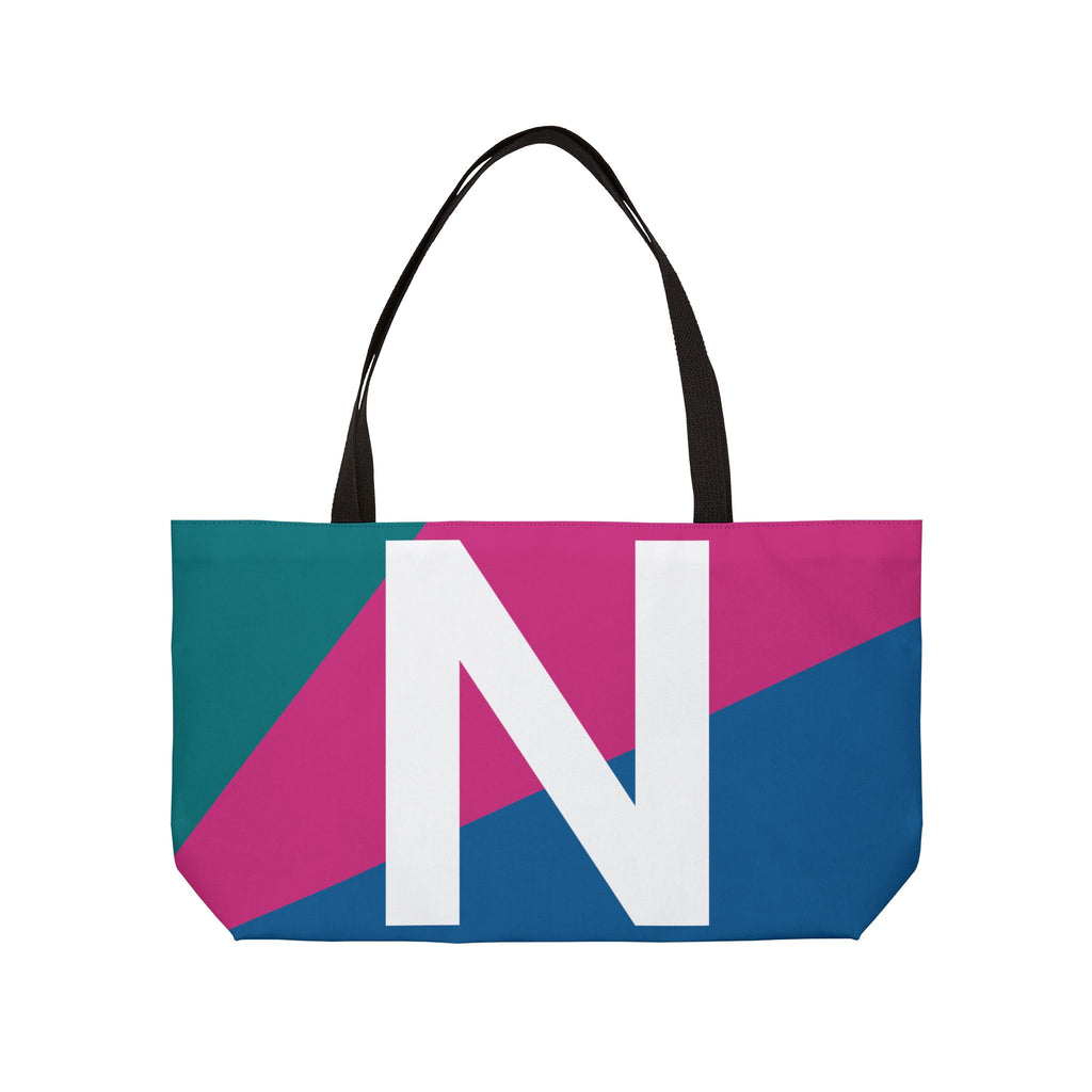 Personalized 'N' Colorblock Tote Bag — Monogram Weekender Tote