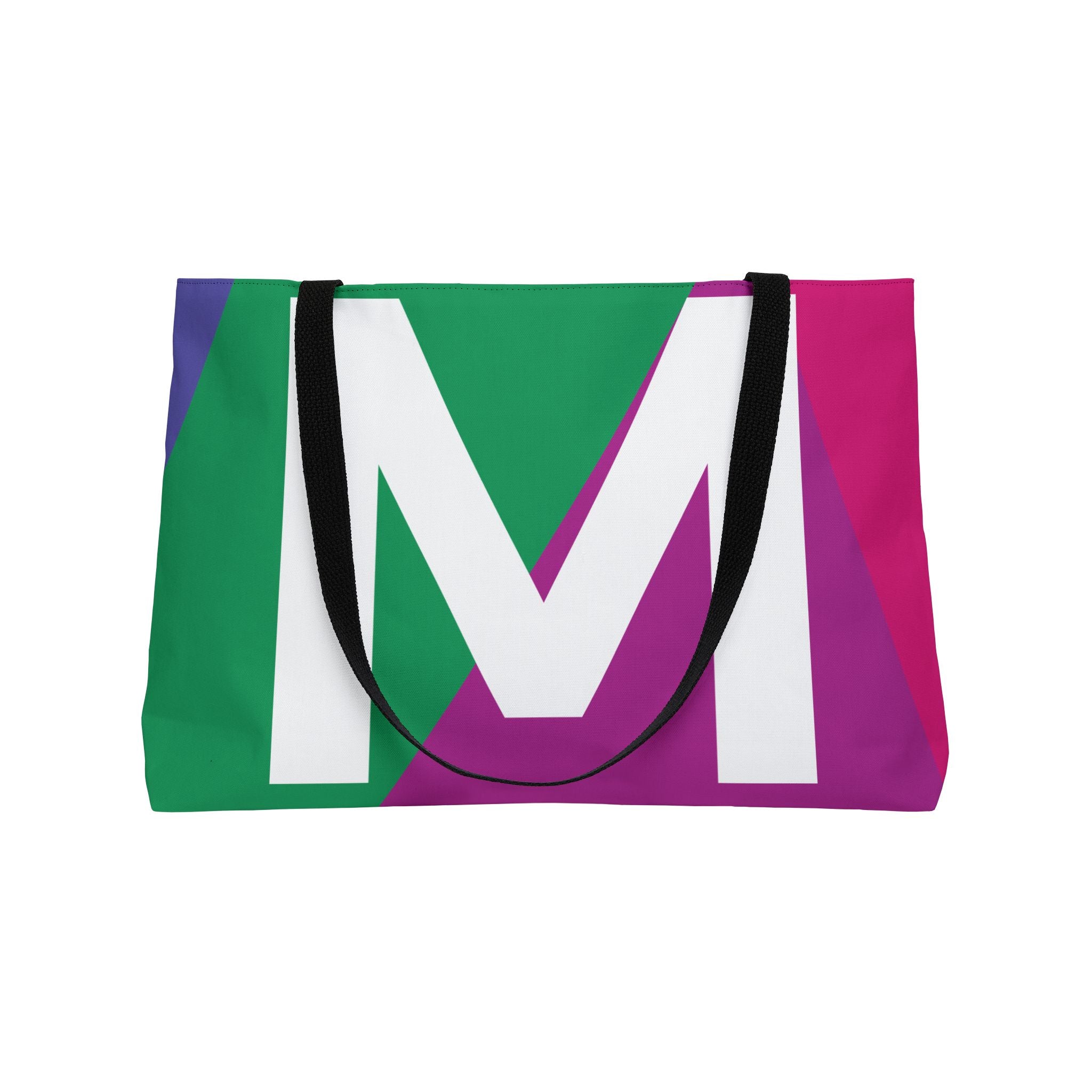Personalized 'M' Colorblock Tote Bag — Monogram Weekender Tote