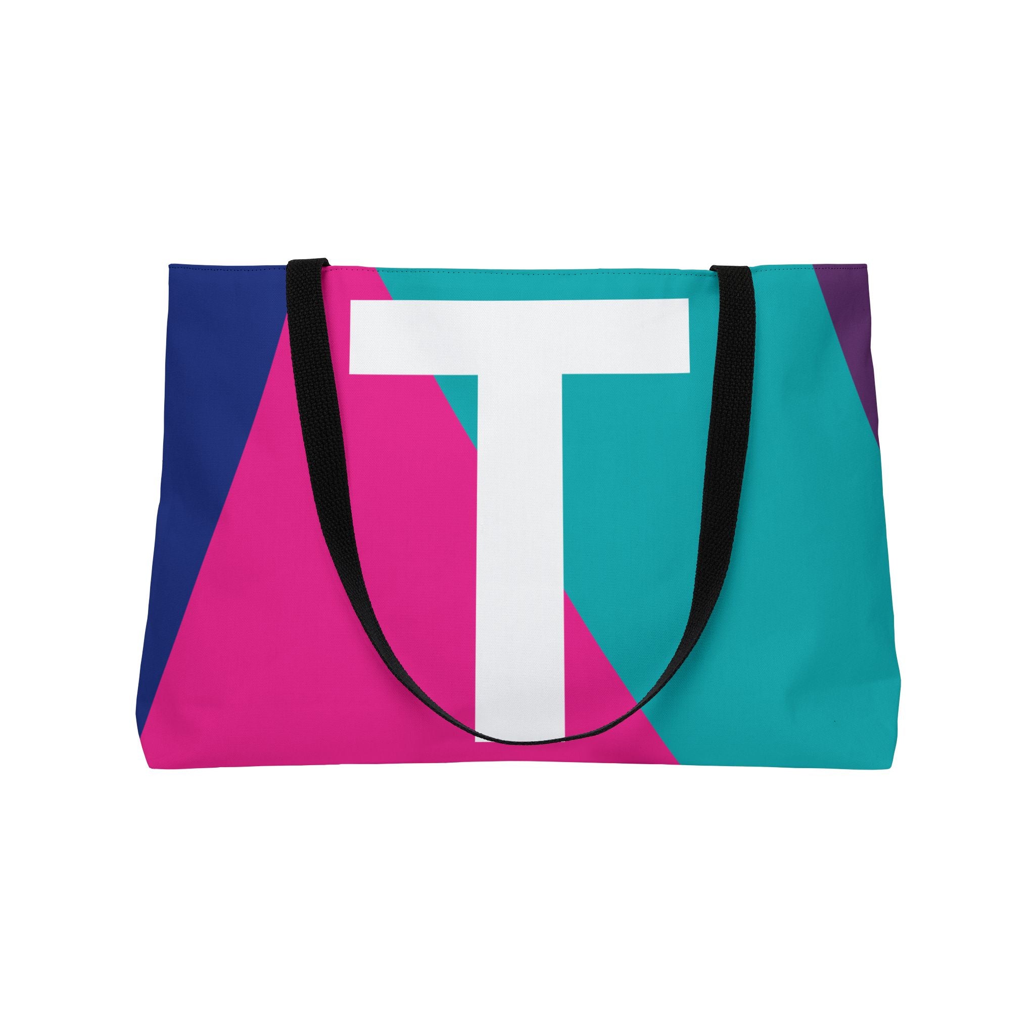 Personalized 'T' Colorblock Tote Bag — Monogram Weekender Tote