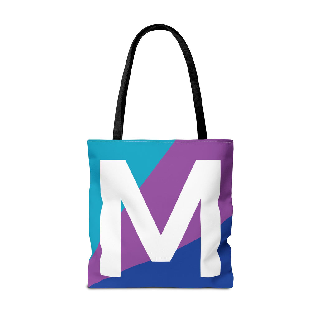Monogram 'M' Colorblock Tote Bag — Personalized Initial M Shoulder Tote