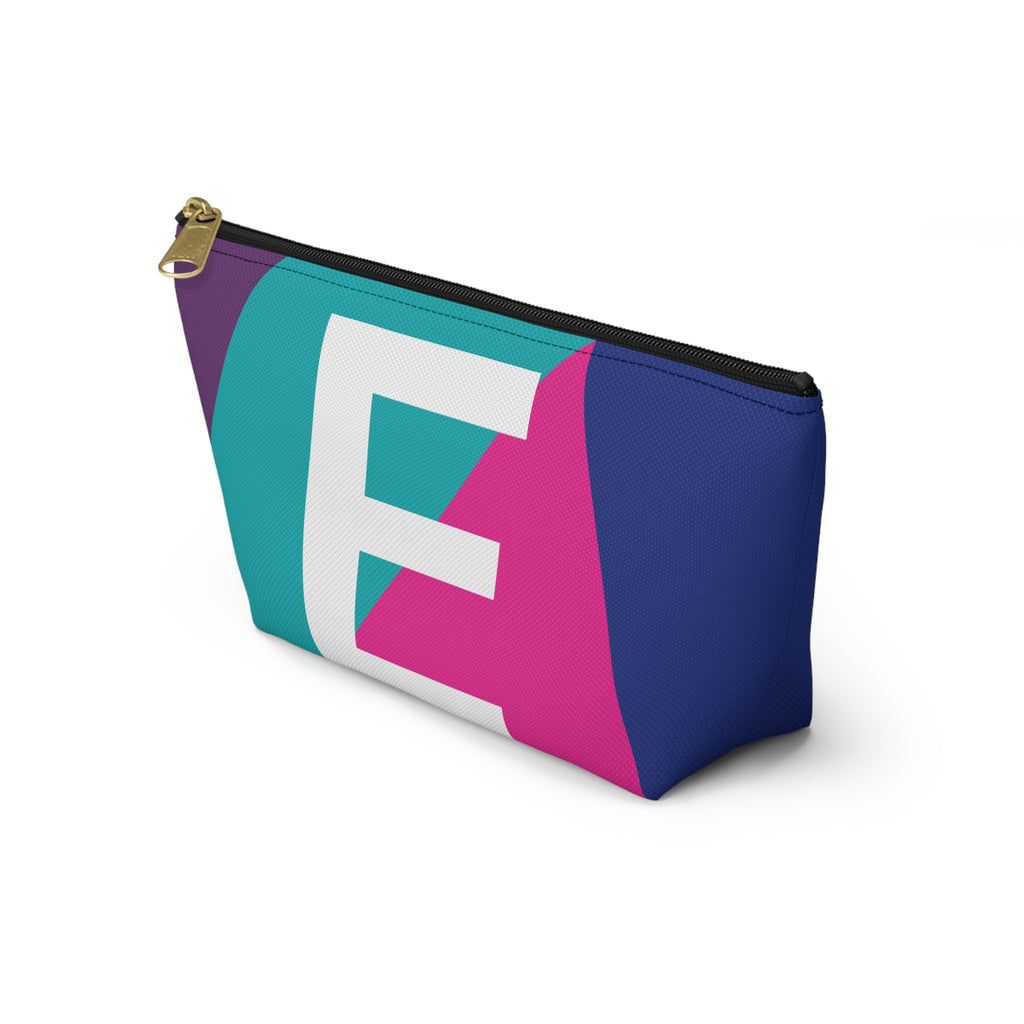Initials Colorblock Accessory Pouch — Monogram E T-Bottom Cosmetic Bag