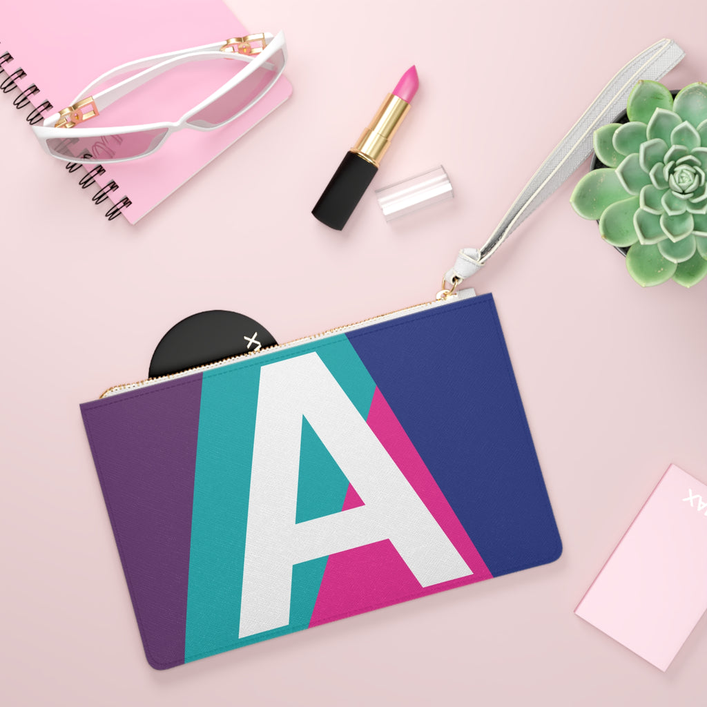 Monogram 'A' Colorblock Clutch Bag — Bold Geometric Wristlet for Everyday & Gifts
