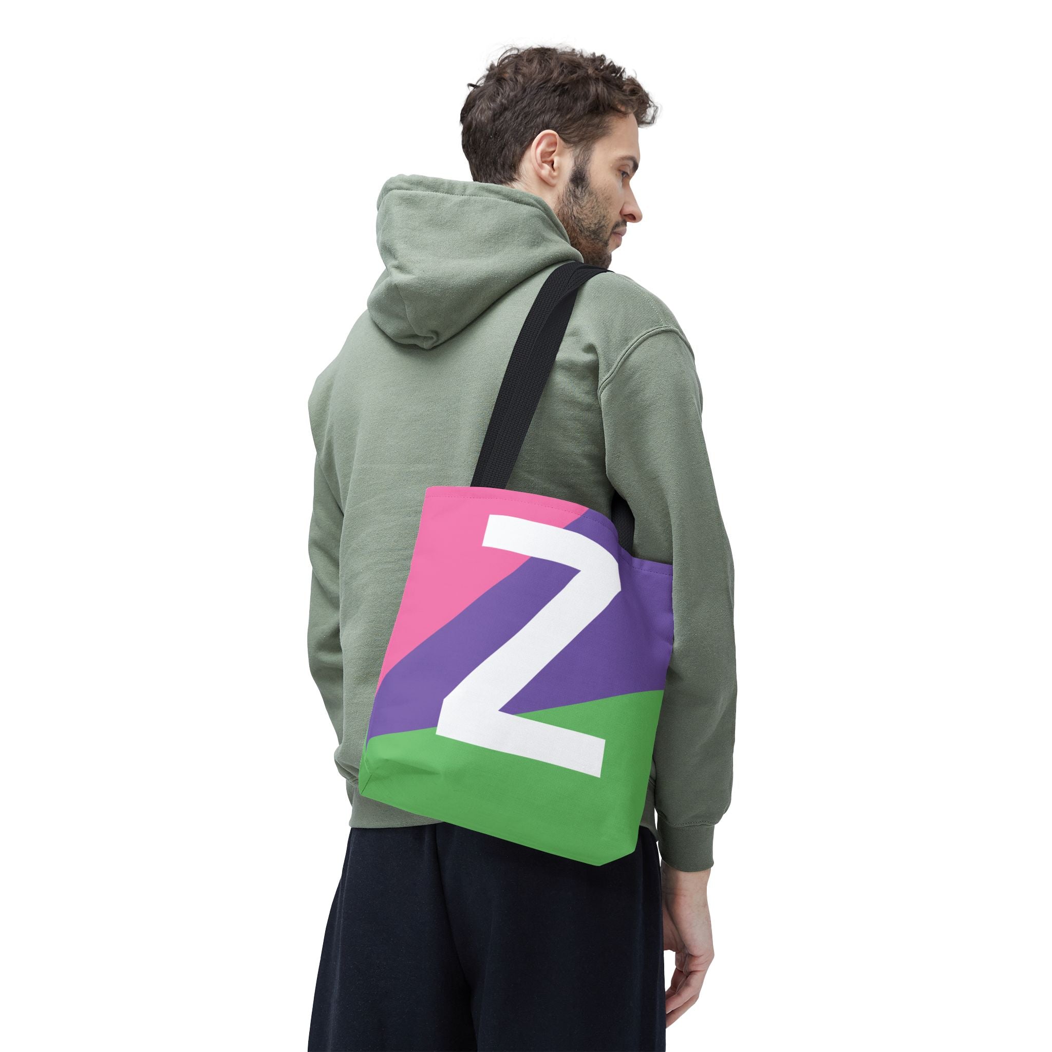 Monogram 'Z' Colorblock Tote Bag — Personalized Initial Z Shoulder Tote