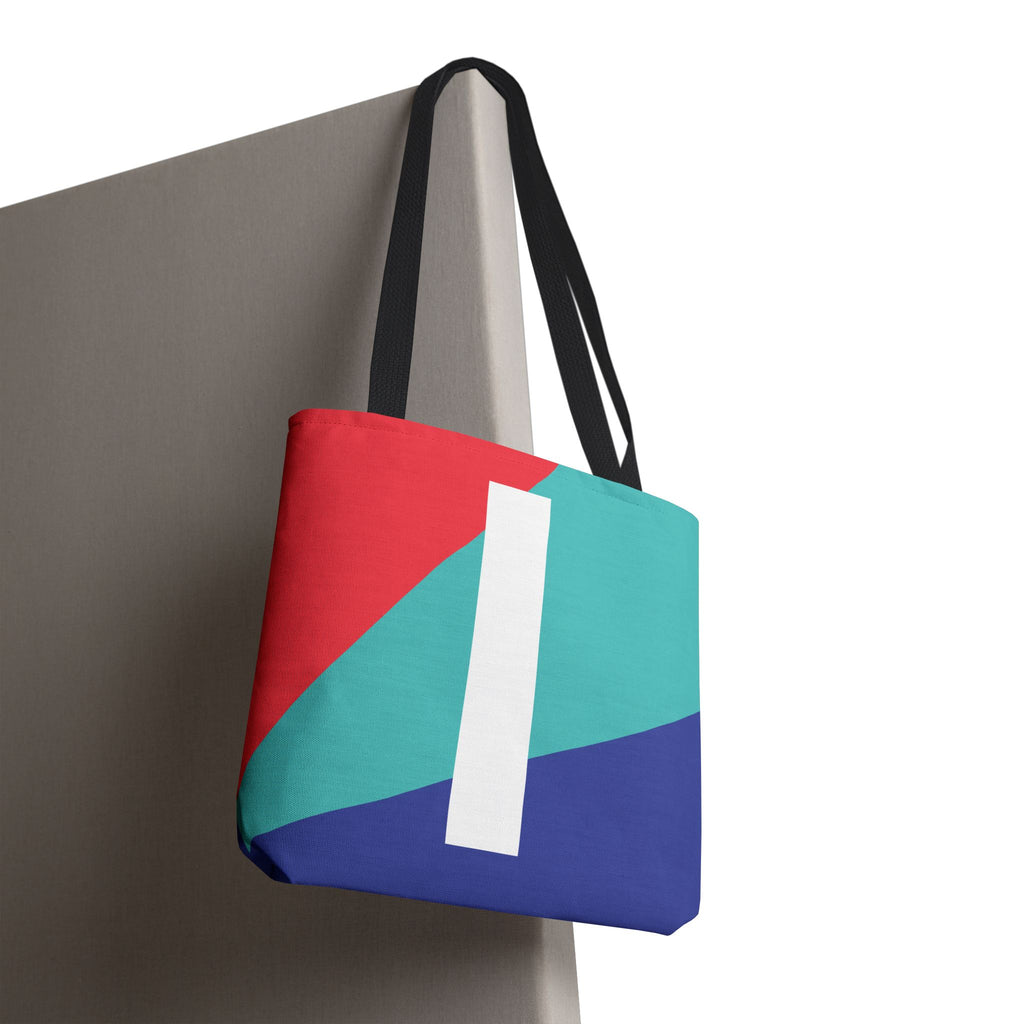 Monogram 'I' Colorblock Tote Bag — Personalized Initial I Shoulder Tote