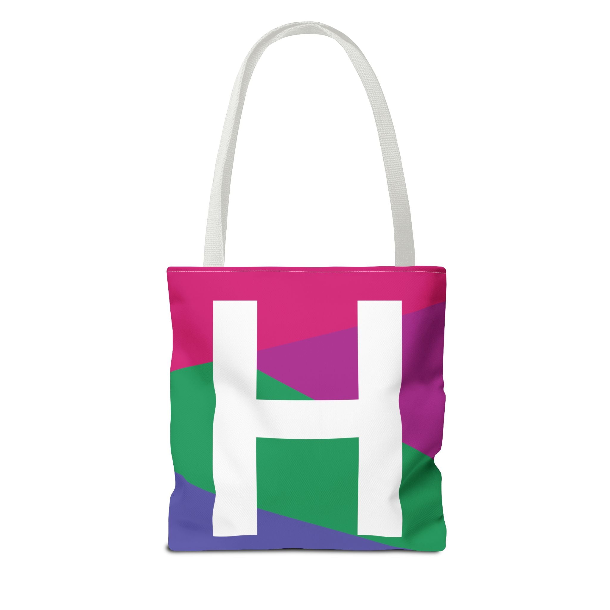 Monogram 'H' Colorblock Tote Bag — Personalized Initial H Shoulder Tote