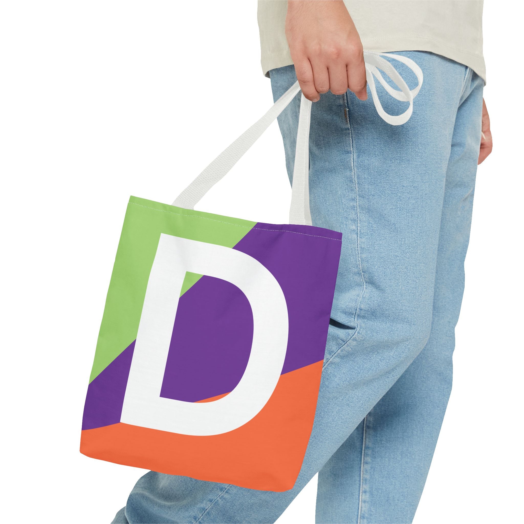 Monogram 'D' Colorblock Tote Bag — Personalized Initial D Shoulder Tote
