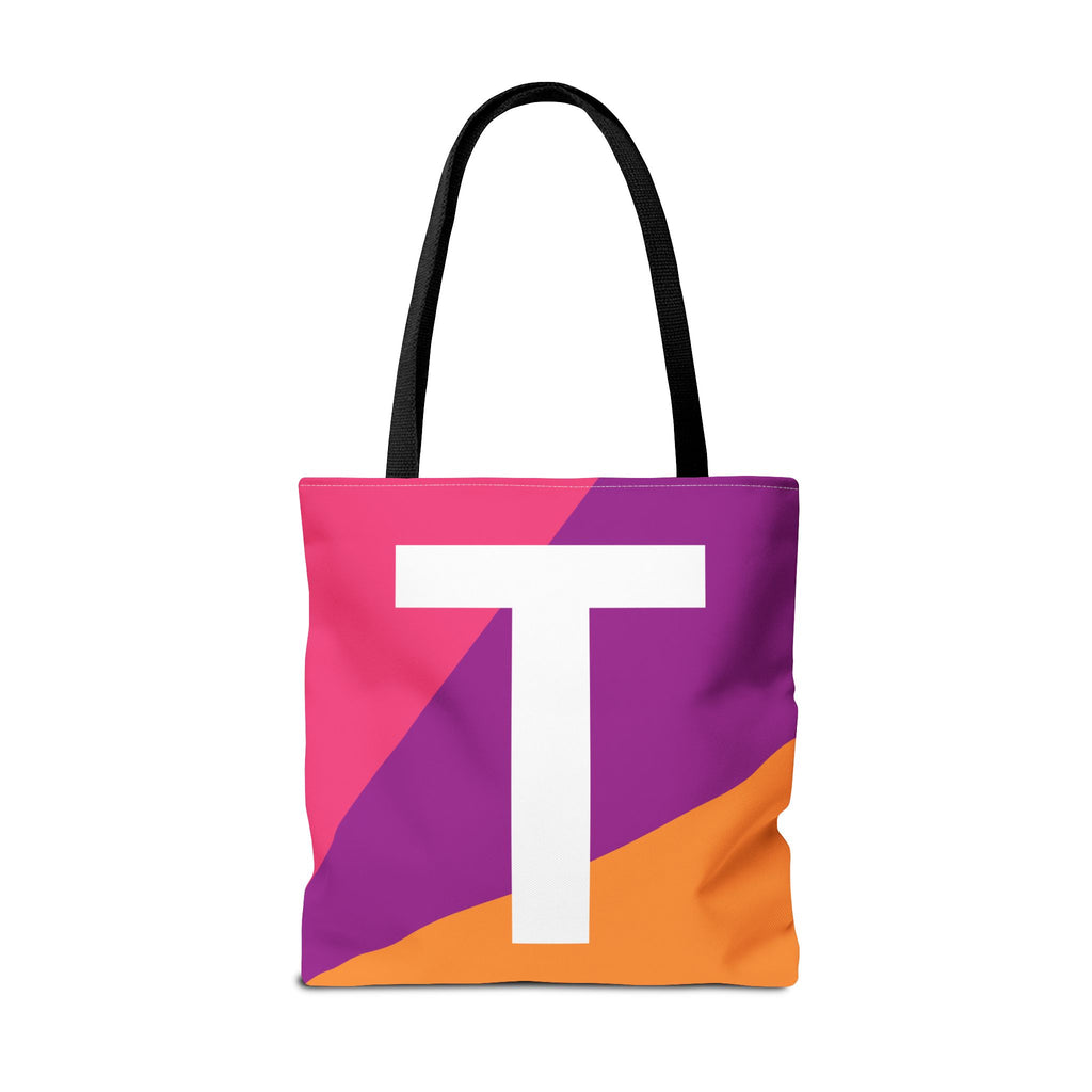 Monogram 'T' Colorblock Tote Bag — Personalized Initial T Shoulder Tote